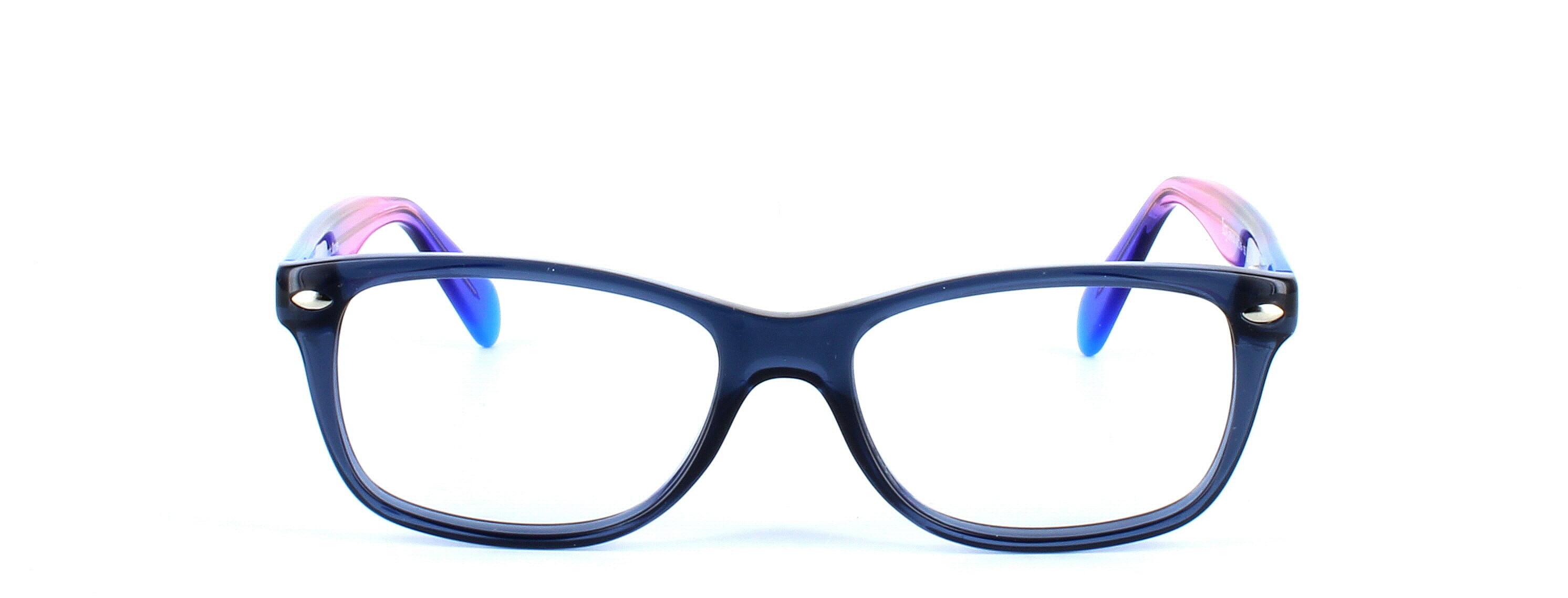 Liguria - Blue - Women's petite acetate glasses frame in blue with multi-coloured arms - image view 2