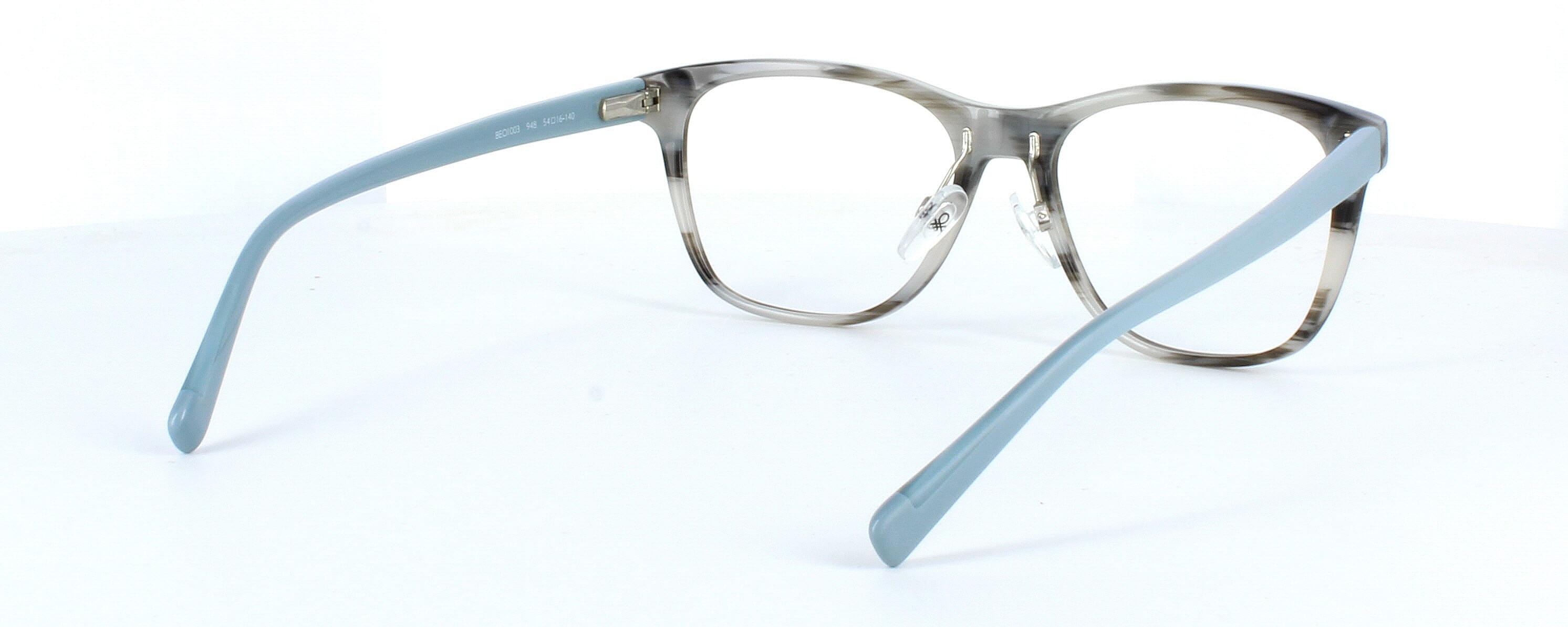 Benetton BEO1003 948 - Women's hand-made acetate frame with multi shades of grey front face and light coloured bluey grey arms - image view 5