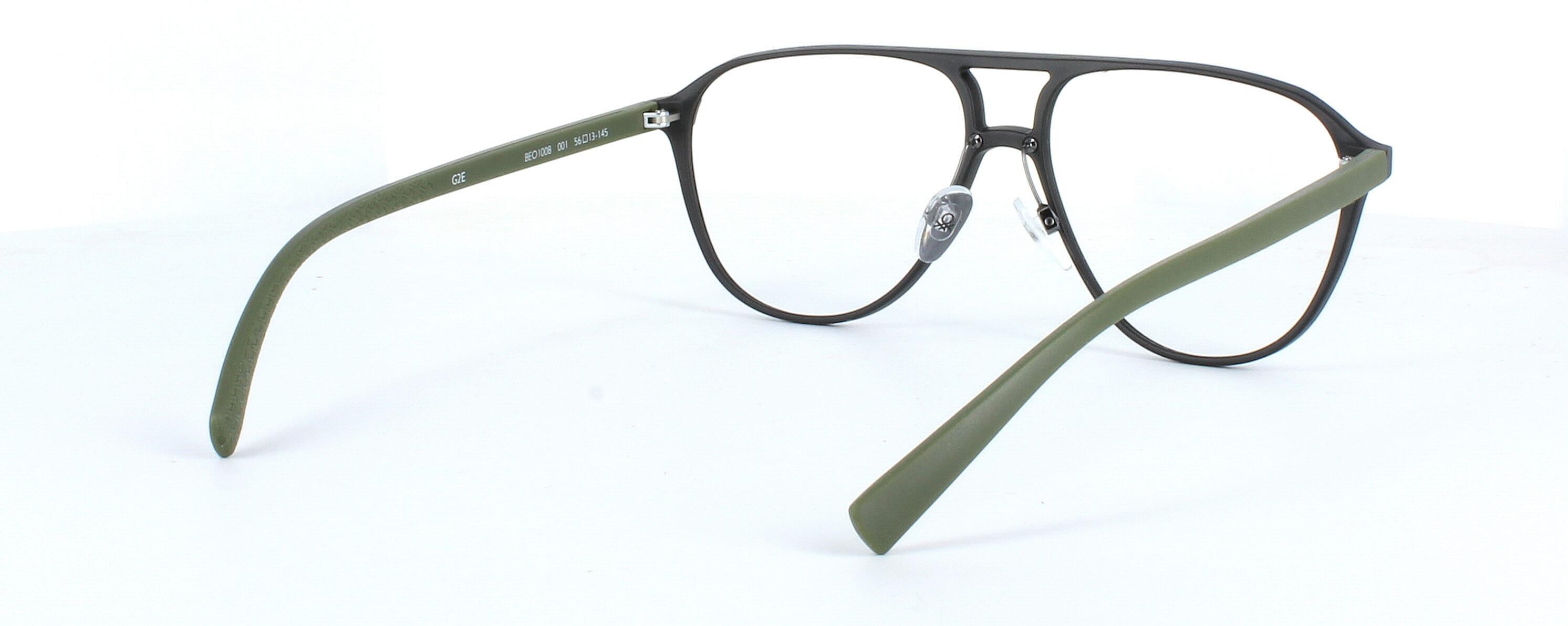 Benetton BEO1008 001 - Matt black aviator style acetate for men with olive green arms - image view 5