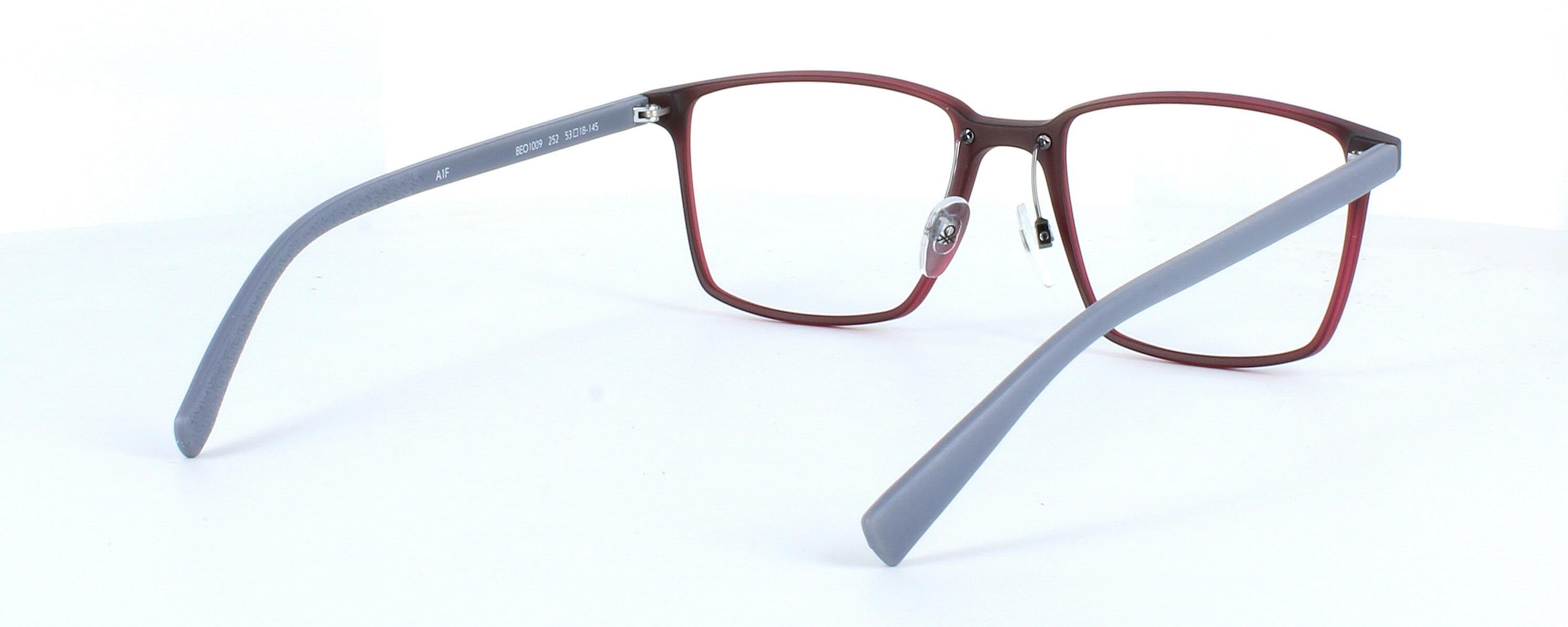 Benetton BEO1009 252 - Matt burgundy gent's TR90 lightweight glasses frame with grey arms - image view 5