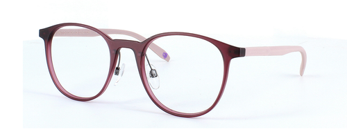 Benetton BEO1010 275 - Unisex round shaped lightweight plastic glasses with burgundy face and beige arms - image 1