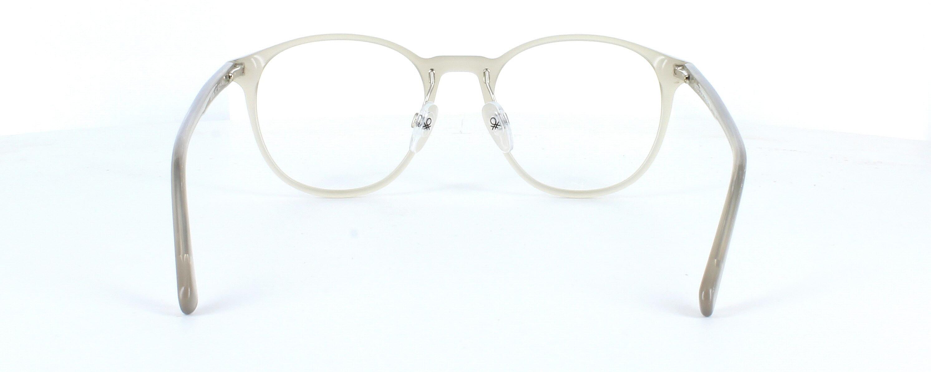 Benetton BEO1006 917  Unisex matt crystal beige round shaped acetate plastic glasses frame with matching arms - image view 3