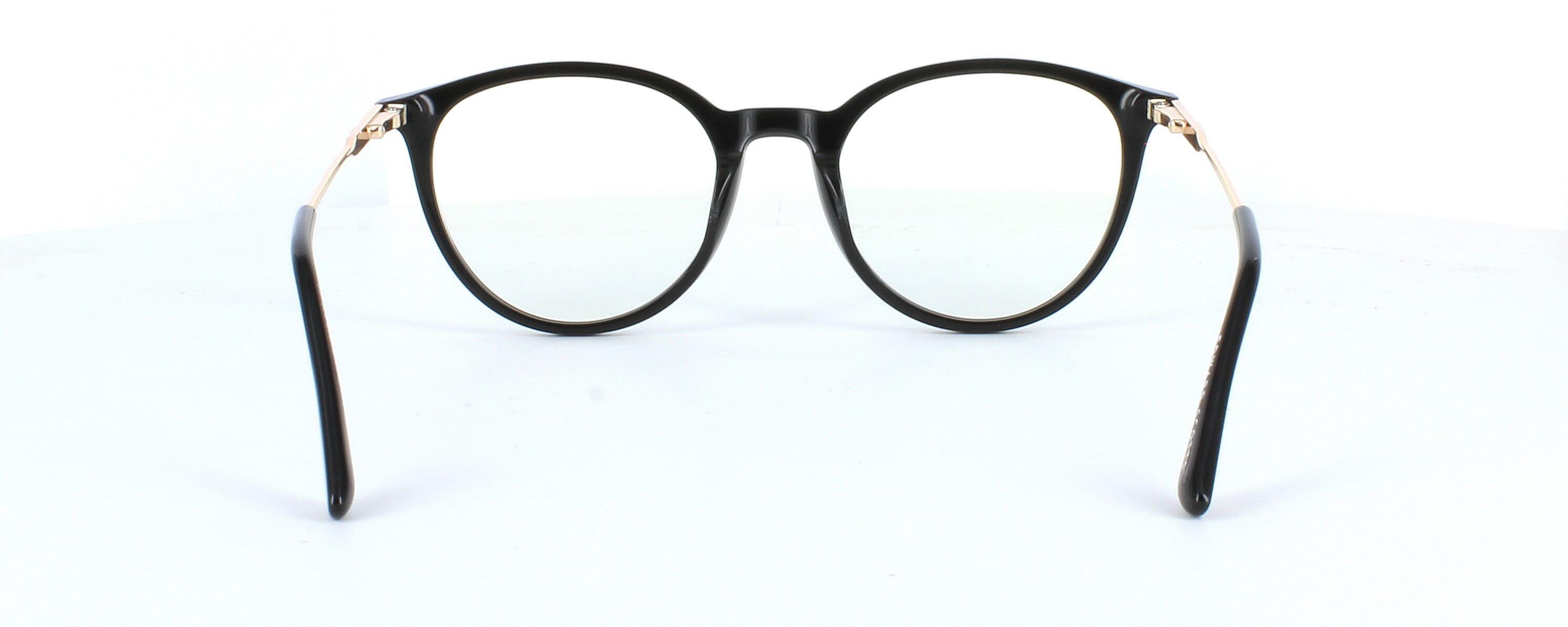 Edward Scotts BJ9201 C1 - Women's round shaped shiny black acetate glasses with gold metal spring hinged arms - image view 4