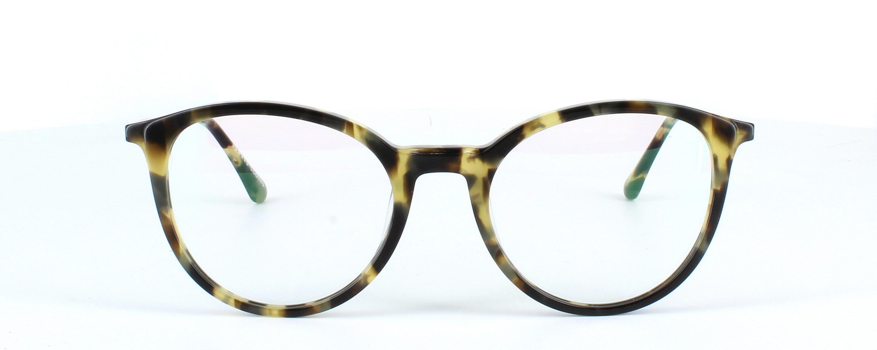 Edward Scotts BJ9201 C615 - Women's round shaped shiny tortoise acetate glasses with gold metal spring hinged arms - image view 2
