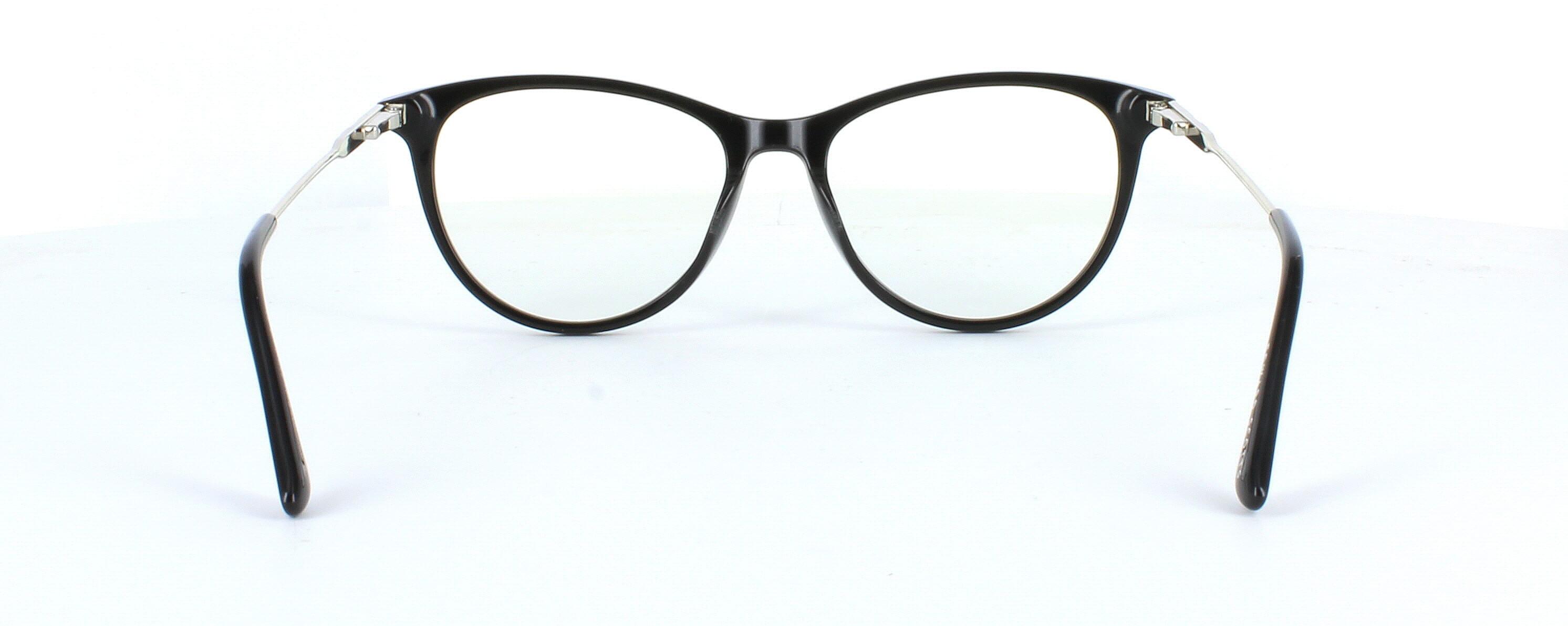 Edward Scotts BJ9202 C1 - Women's oval shaped shiny black acetate glasses with gold metal spring hinged arms - image view 4