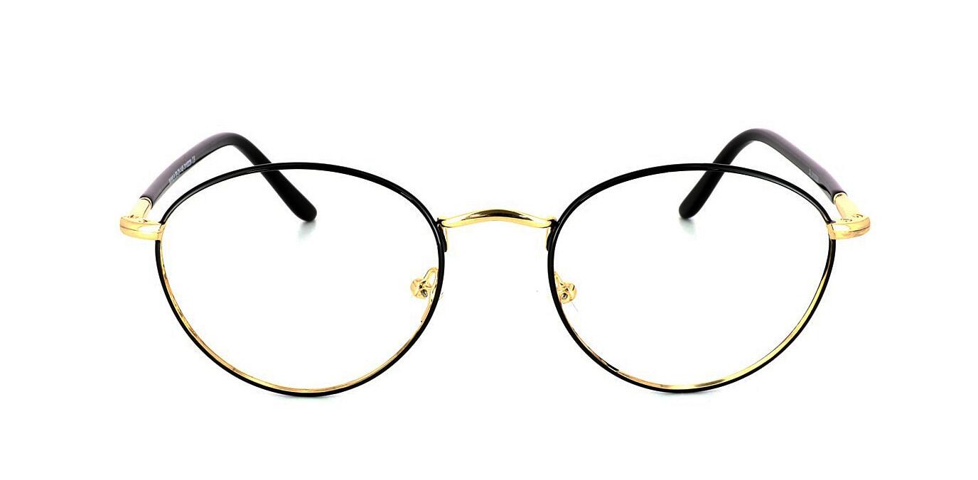 Matera - Unisex round shaped 2-tone metal glasses frame in black and gold - image view 5