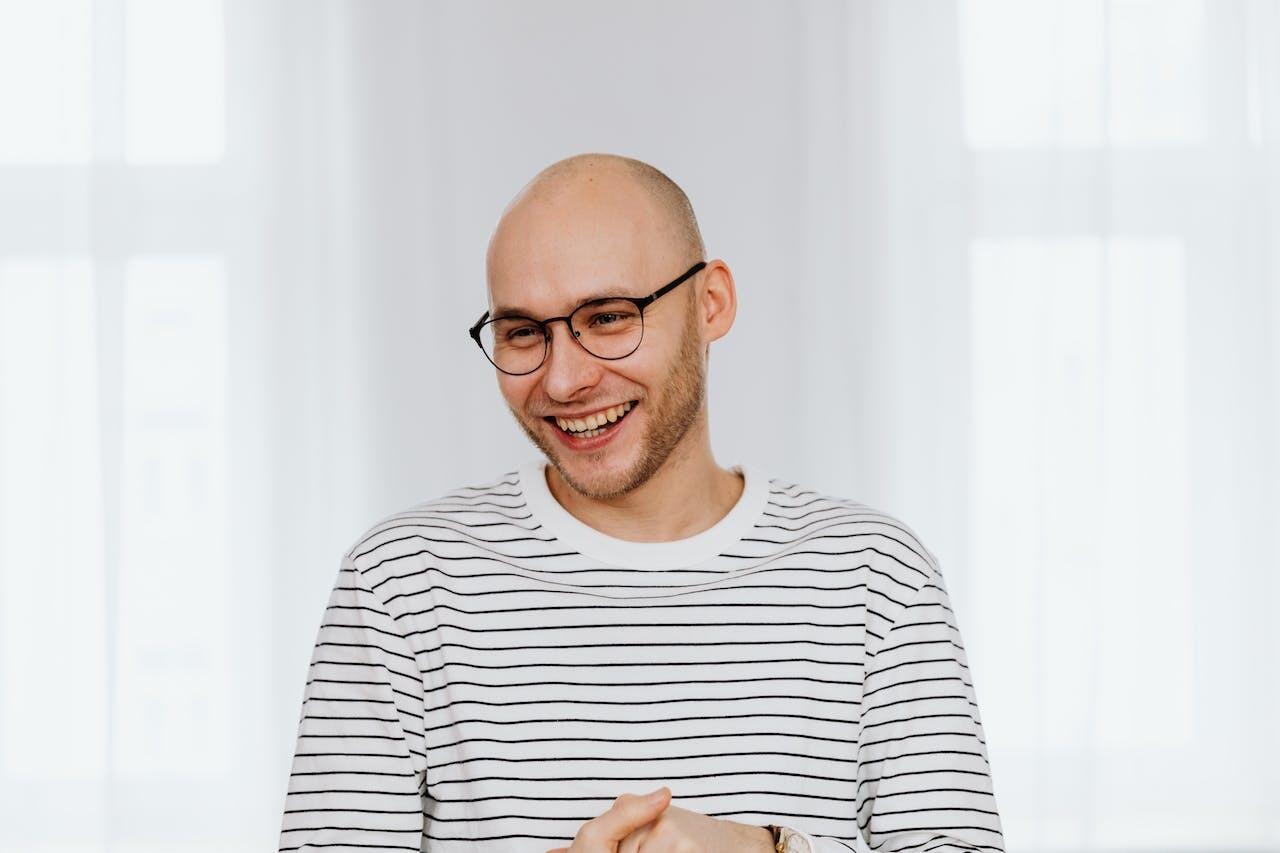 Glasses on discount bald guys