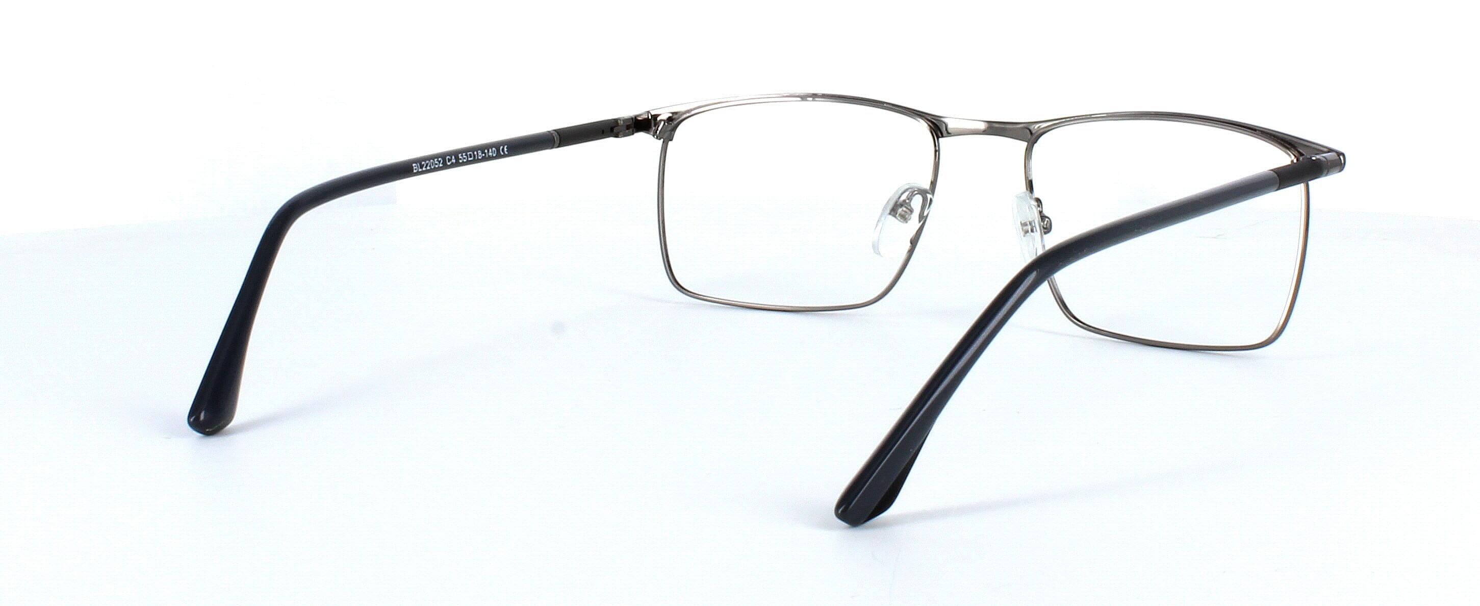 Pershore - Gents rectangular full-rim metal grey glasses frame with tubular spring acetate arms - image view 4