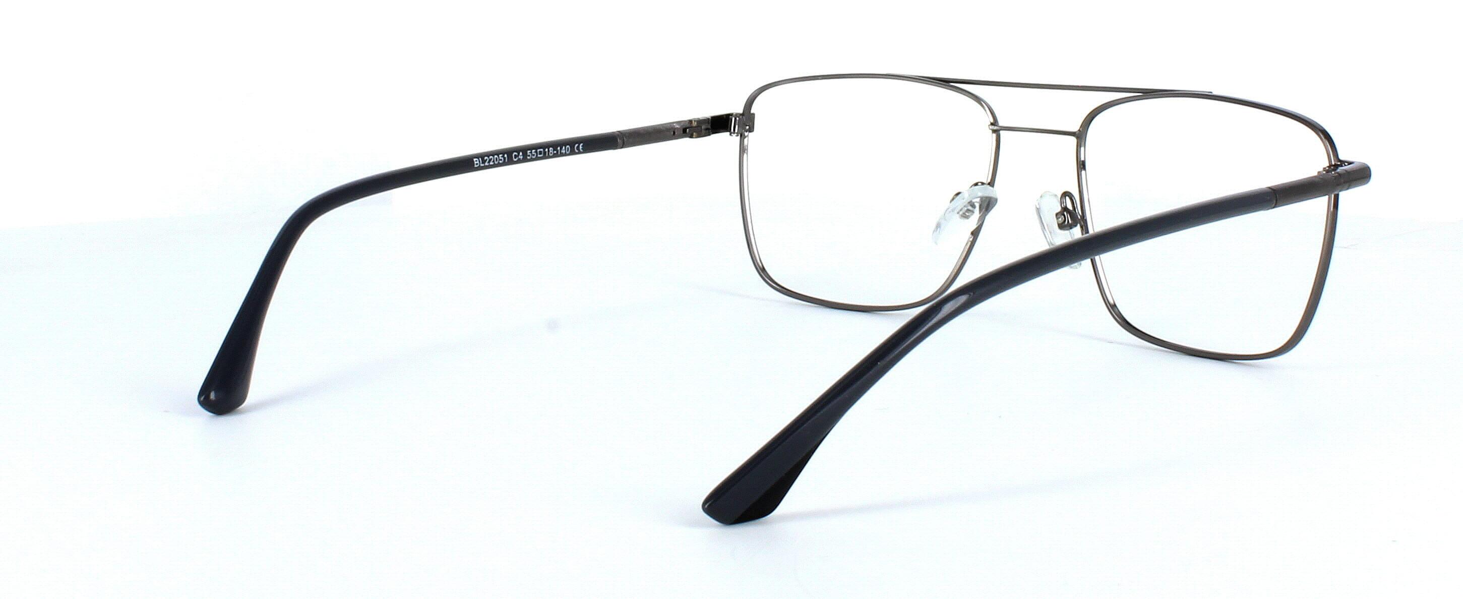 Seaford - Aviator style gent's metal glasses frame here presented in gunmetal with sprung hinge temples - image view 5