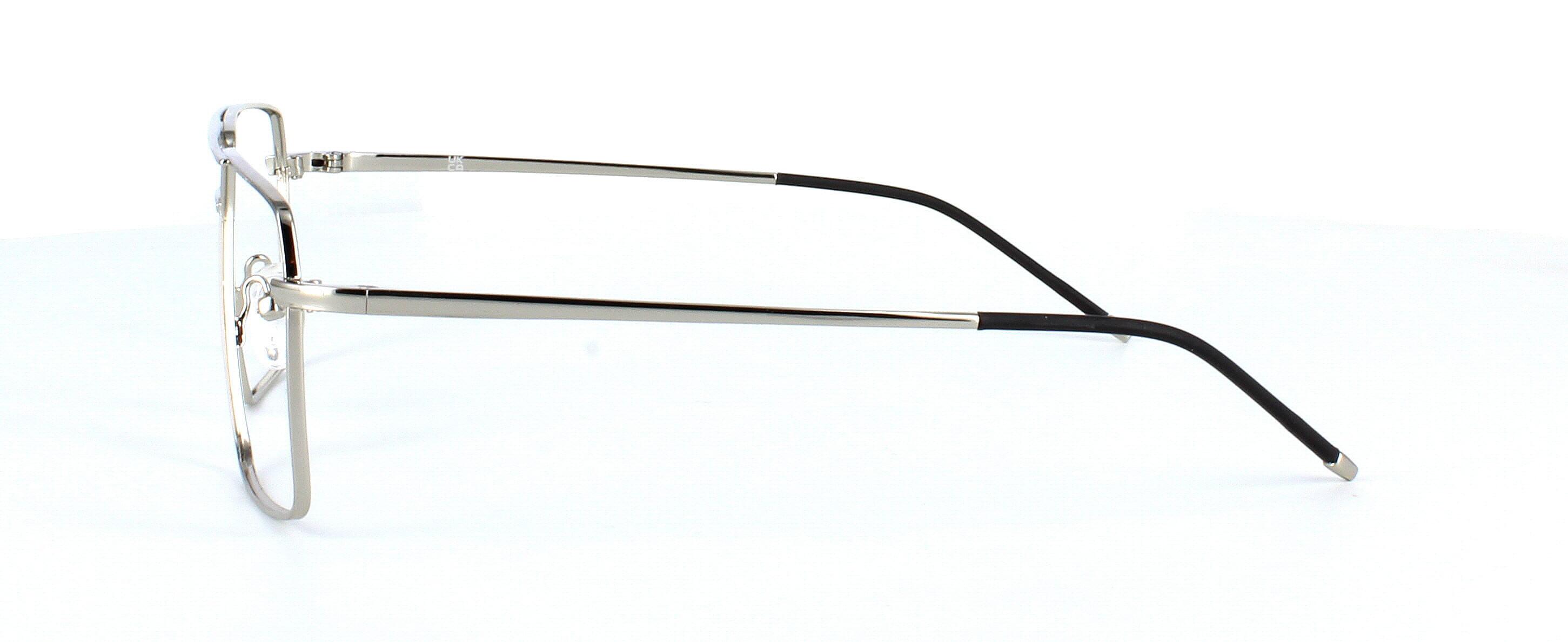Tipton - Gent's aviator style square shaped metal glasses in shiny silver - image view 3