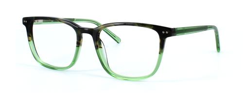 Witney - Unisex acetate glasses with brown to green gradient to the front face and crystal green sprung hinged arms - image view 1