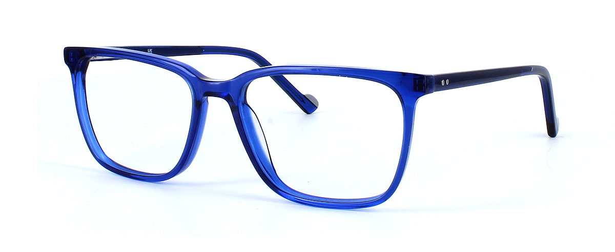 Kington - Crystal royal blue acetate glasses frame with matching acetate arms with sprung hinge temples - image view 1