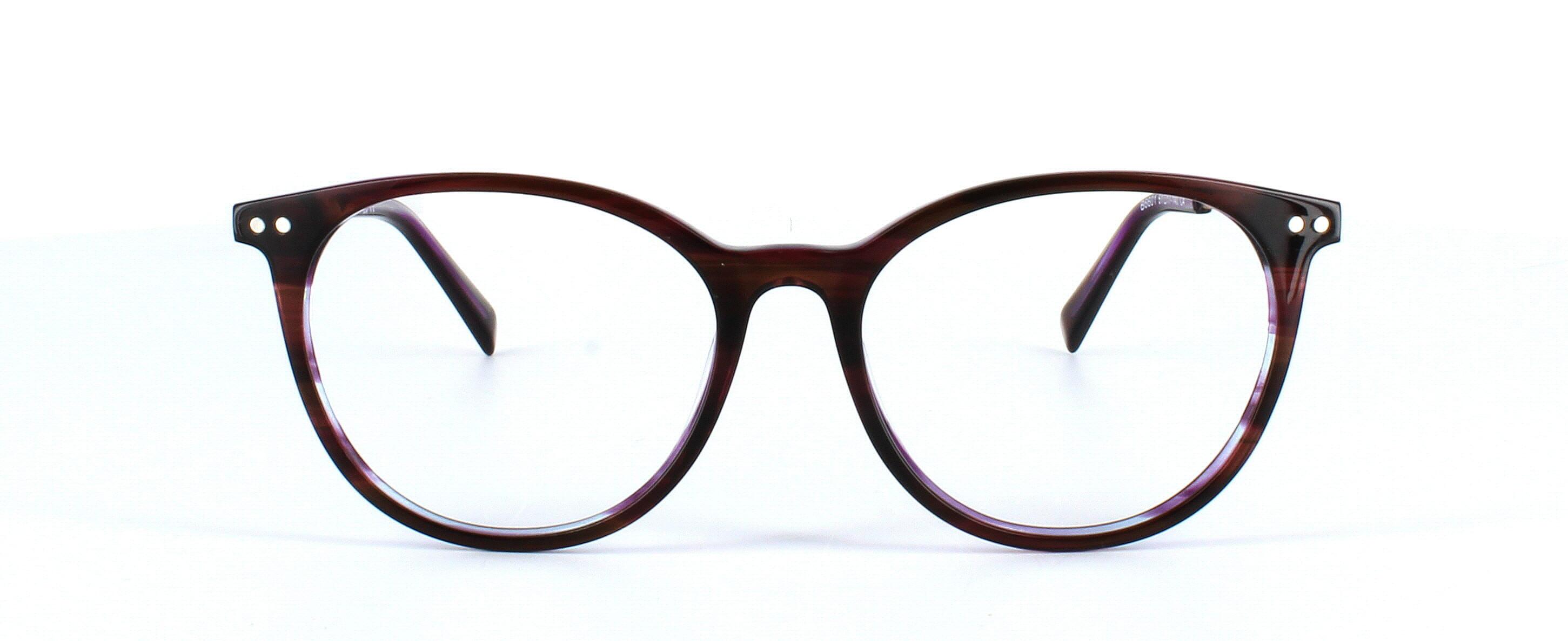 Margate - Round shaped ladies acetate glasses frame with gold metal arms and sprung hinge temples - image view 2