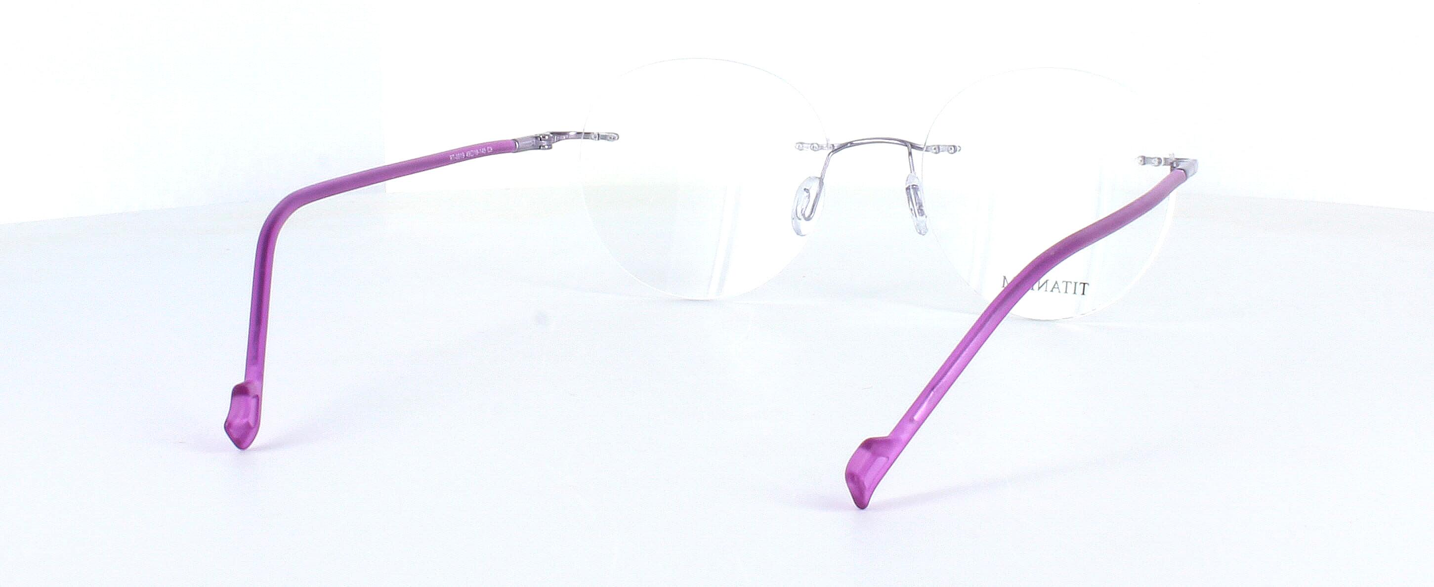 Cosham - Women's titanium rimless lilac glasses frame with round shaped lenses - image view 4