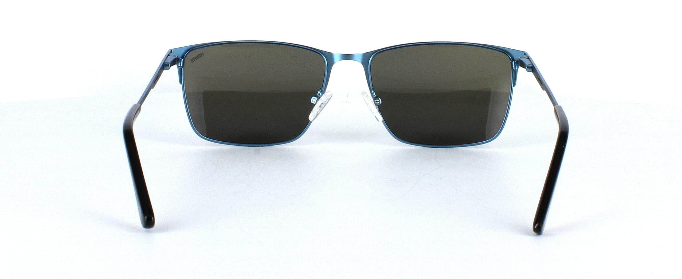 Kinsella - Men-s metal sunglasses frame with matt black front face and light blue metallic reverse - image view 3