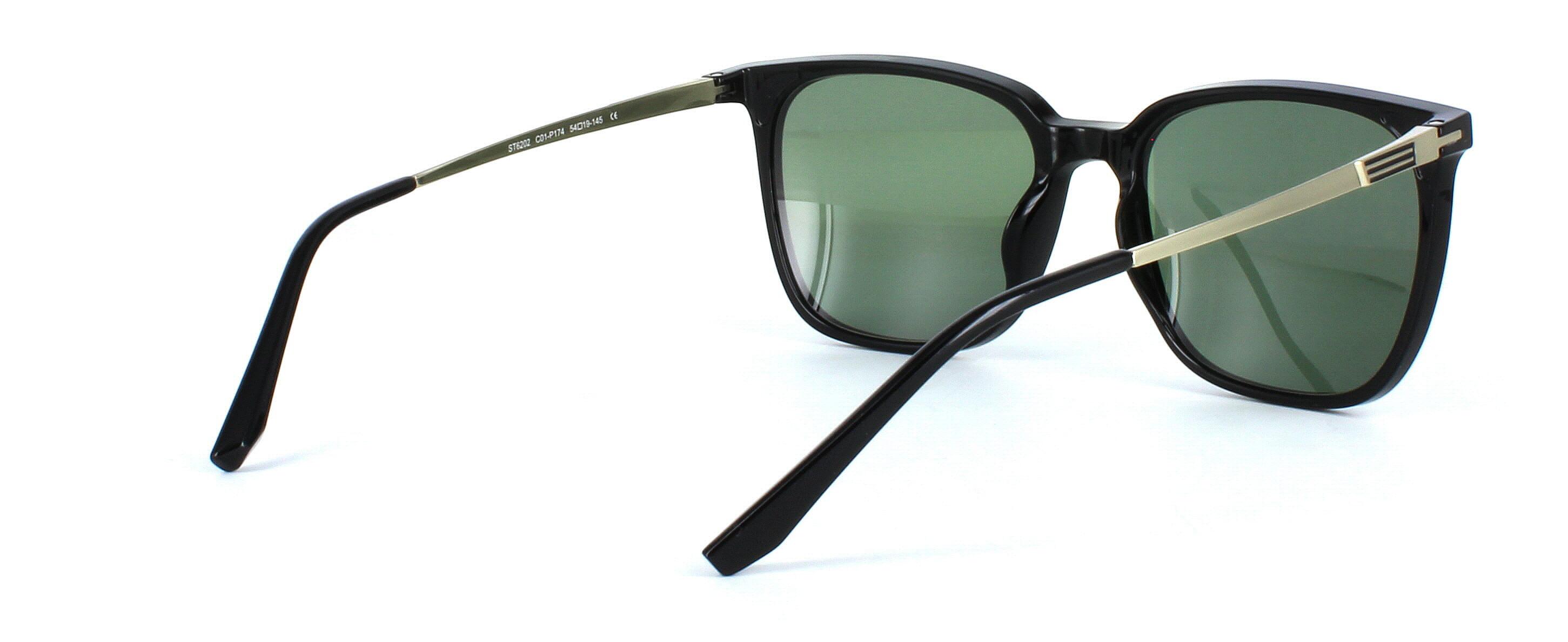 Edward Scotts ST6204 - Prescription Sunglasses - Lt Shiny black acetate square shaped gent's acetate sunnies - image view 4