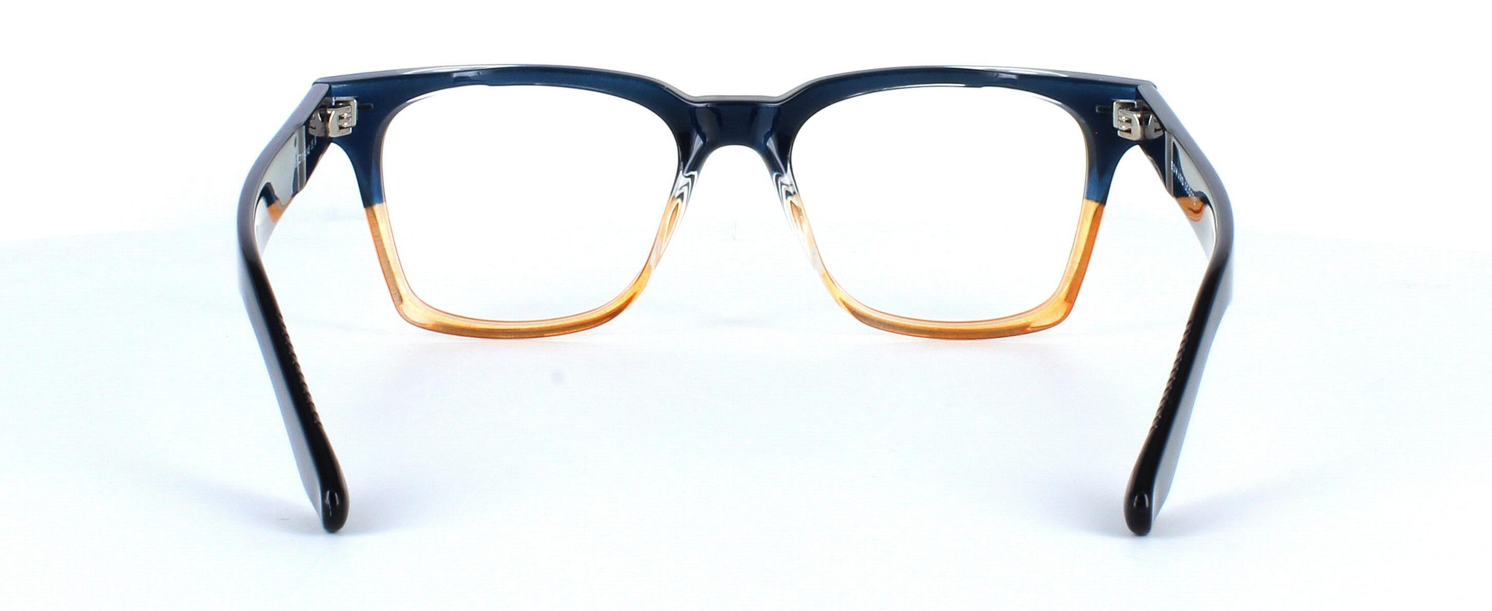 Edward Scotts S31109 - Shiny blue, brown and crystal unisex acetate glasses frame with square shaped lenses - image view 3