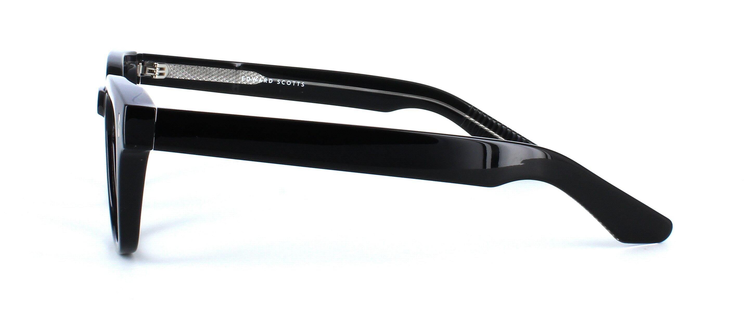 Edward Scotts S31110 - Shiny black unisex acetate glasses with 5 barrel hinges - image view 3