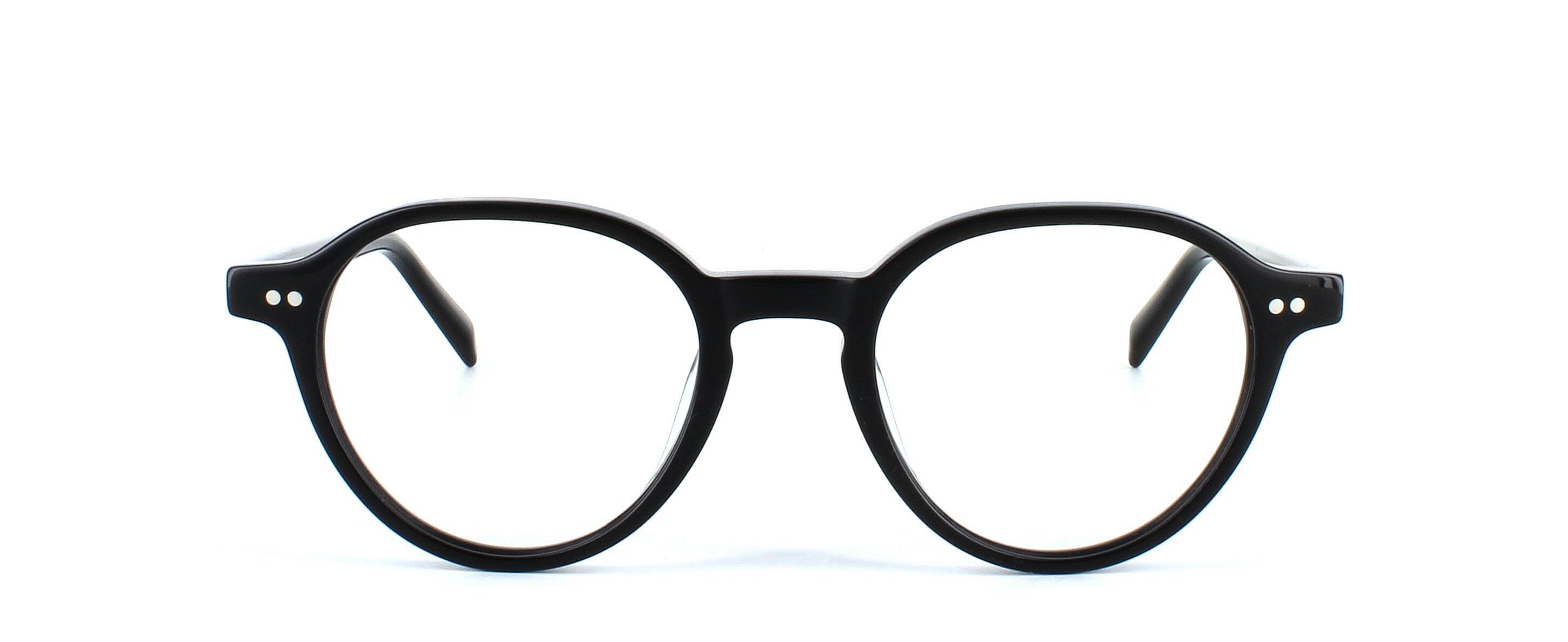 Gakpo - Unisex full-rim round shaped black acetate glasses with barrel hinges - image view 5