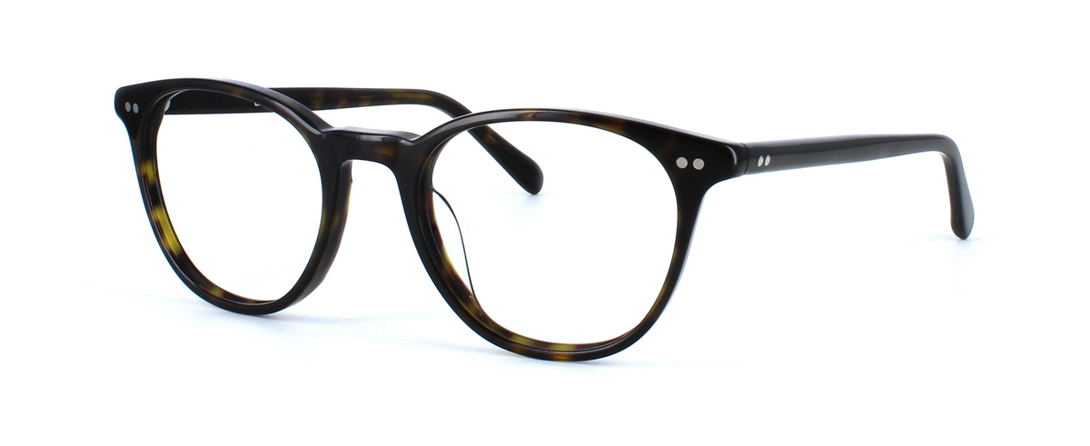Riviera - Ladies round shaped acetate glasses frame in shiny tortoise with 5 barrel hinges - image view 1
