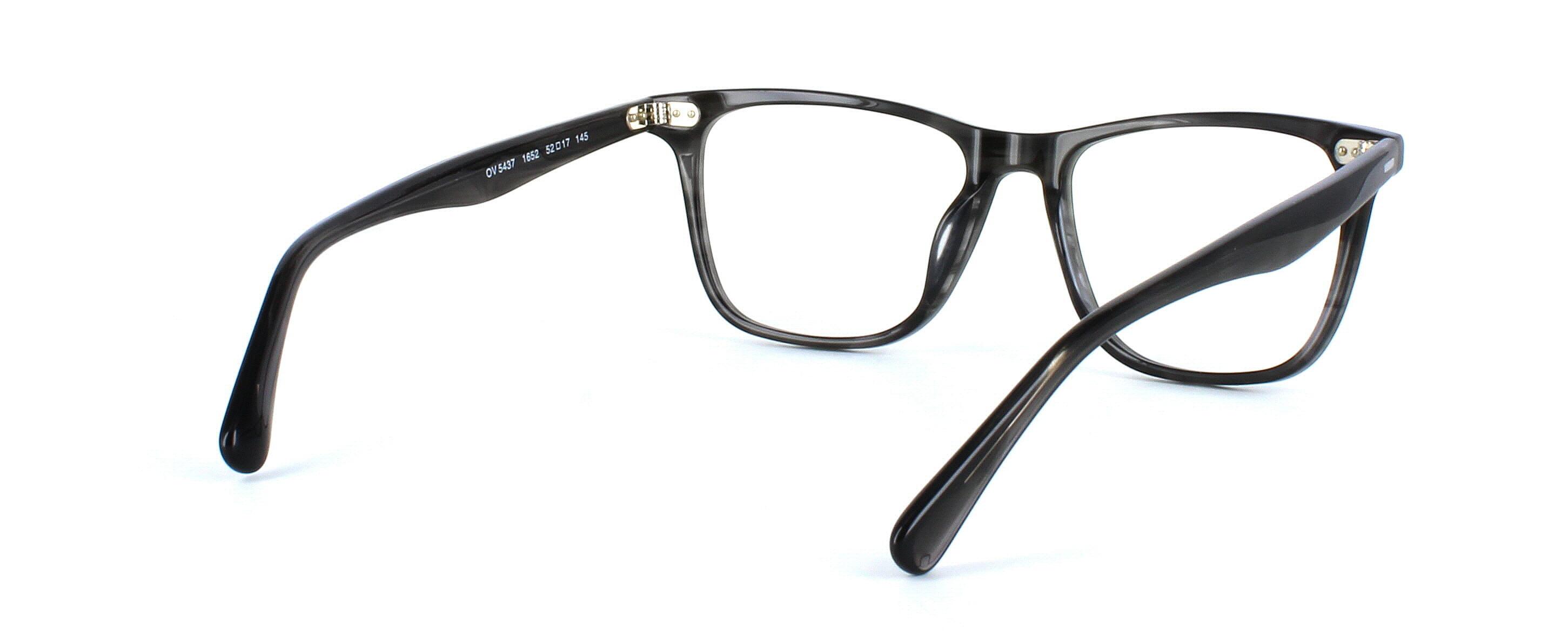 Los Cabos - Unisex acetate rectangular glasses frame here in smoke grey with barrel hinges - image view 4