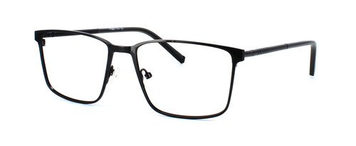 Adama - Gent's titanium rectangular lens shaped glasses frame here in shiny black with slender arms - image view 1