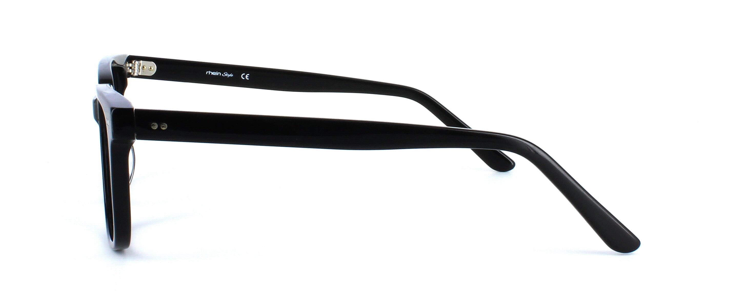 Monclova - Sleek unisex shiny black acetate glasses with 5 barrel hinges and oval/rectangular lenses - image view 2