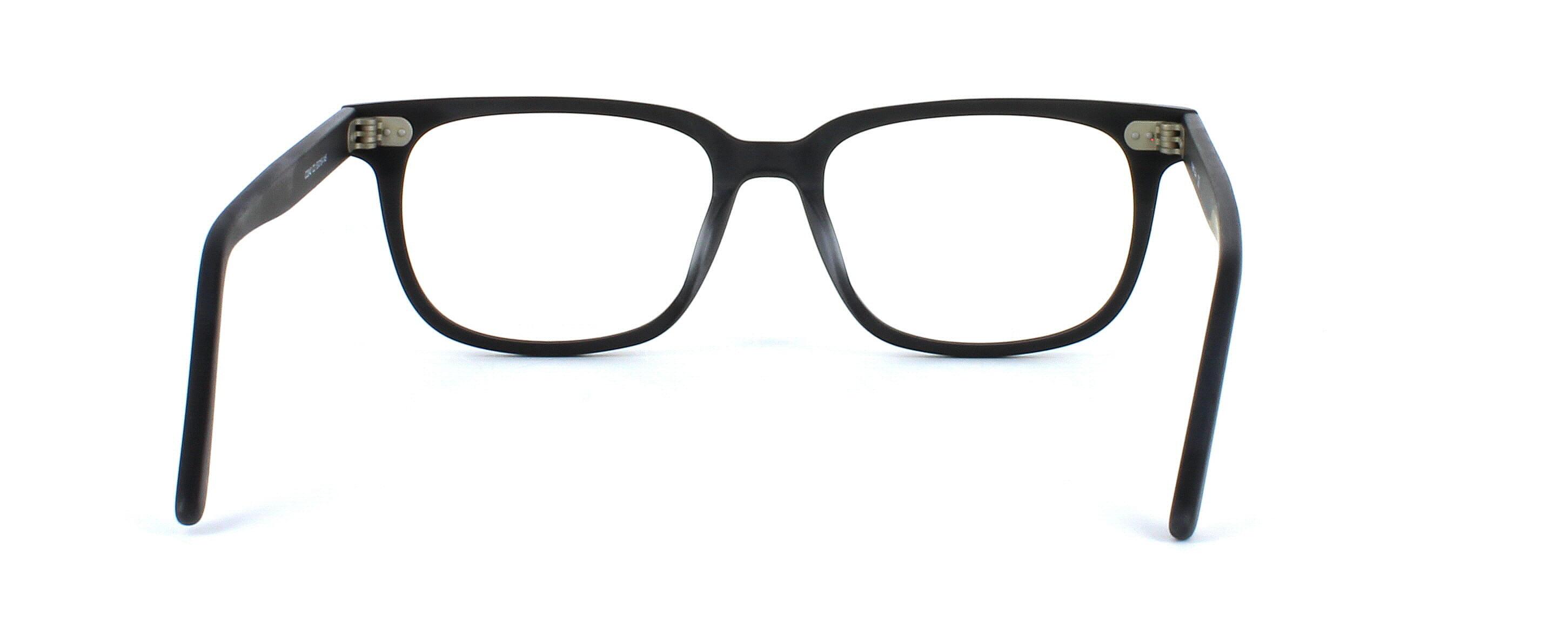 Monclova - Matt black unisex acetate frame with rectangular shaped lenses and 5 barrel hinges - image view 3