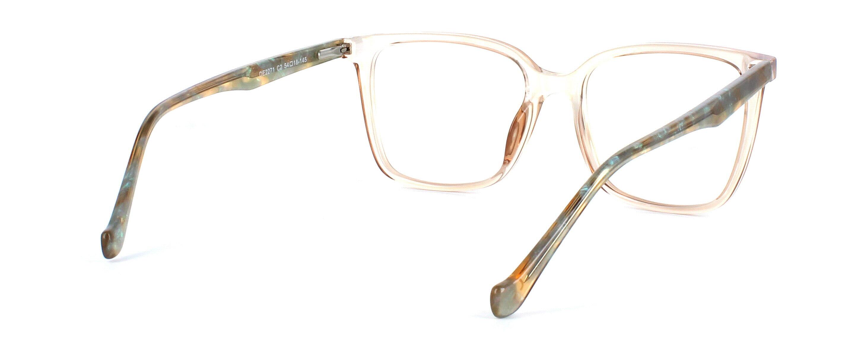 Acapulco - Unisex crystal brown bold looking acetate glasses frame with sprung hinged temples and square shaped lenses - image view 4