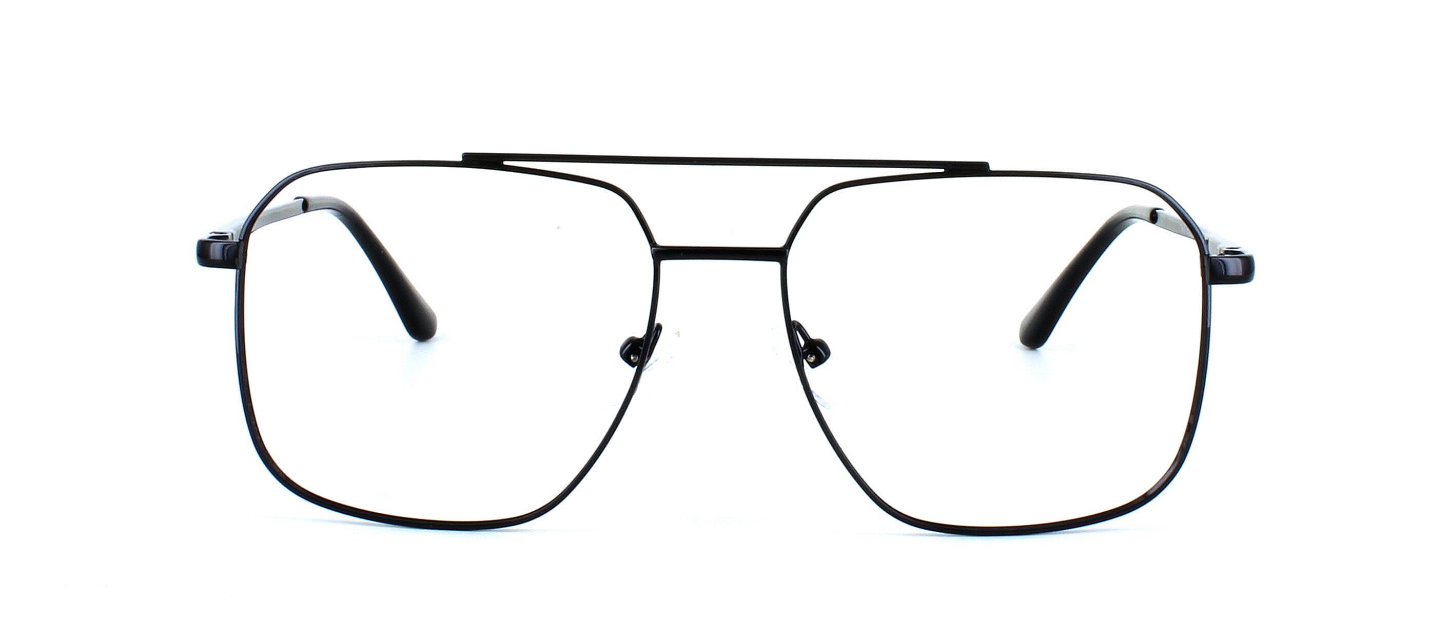 Caludon - Men's aviator style glasses frame with sprung hinge temples here in shiny black - image view 2