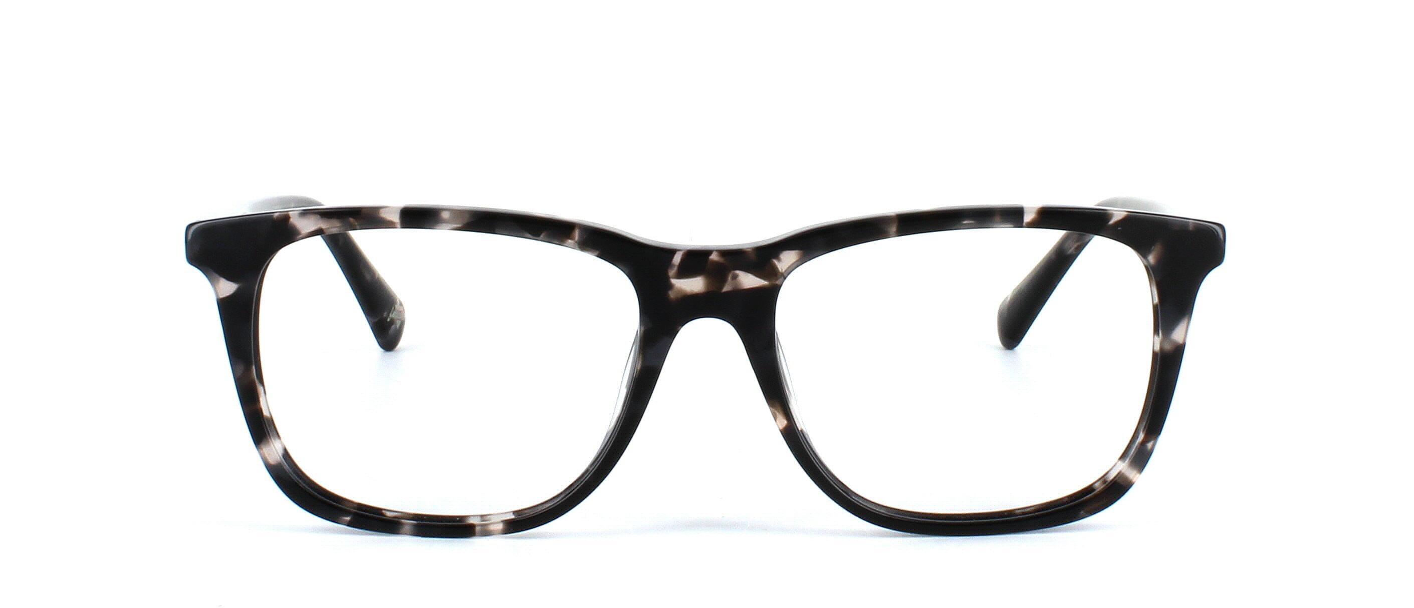 Guess 5223 - Ladies grey mottled acetate designer glasses frame with rectangular shaped lenses and matching sprung hinged arms - image view 5