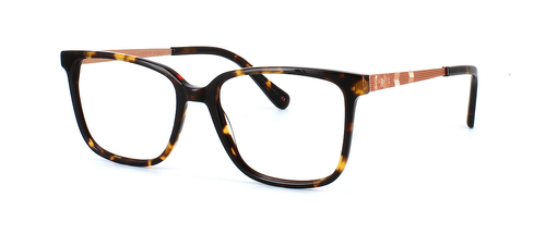 Ted Baker 9179 - Shiny dark tortoise ladies acetate glasses frame with light copper coloured metal arms - this is a petite frame - image view 1