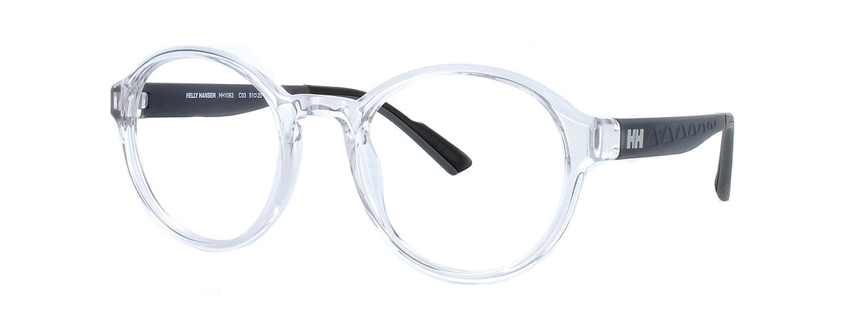Helley Hansen 1063 - Round shaped unisex glasses in clear crystal with grey arms - image view 1