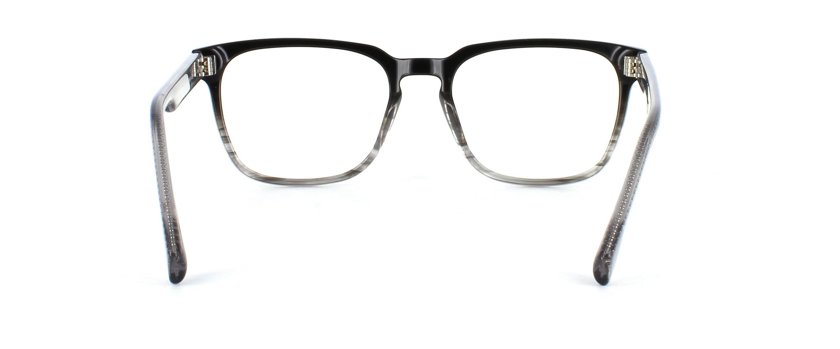 Edward Scotts Mia - Rectangular shaped lenses for this classy unisex acetate frame with barrel hinges in smoke grey - image view 3