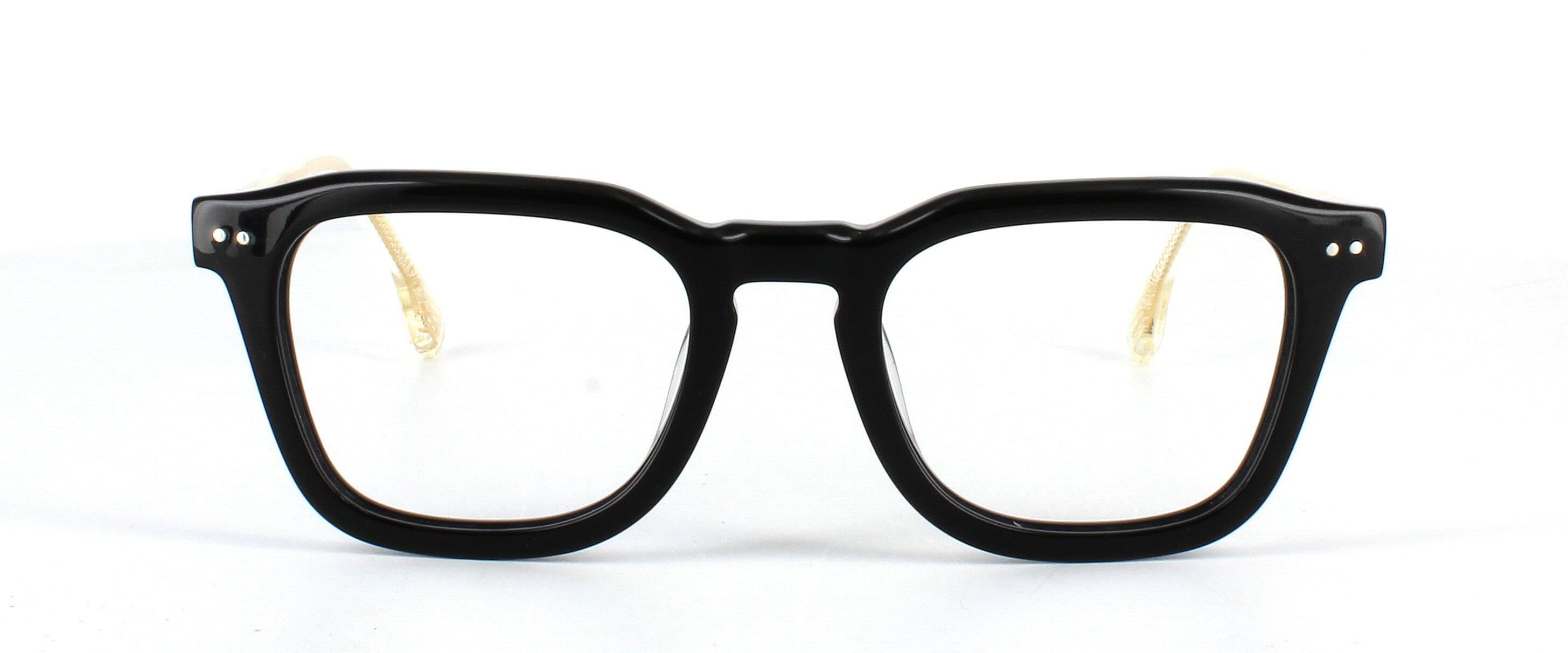 Edward Scotts Burton - Stylish unisex acetate glasses frame in black with crystal beige acetate arms - image view 5