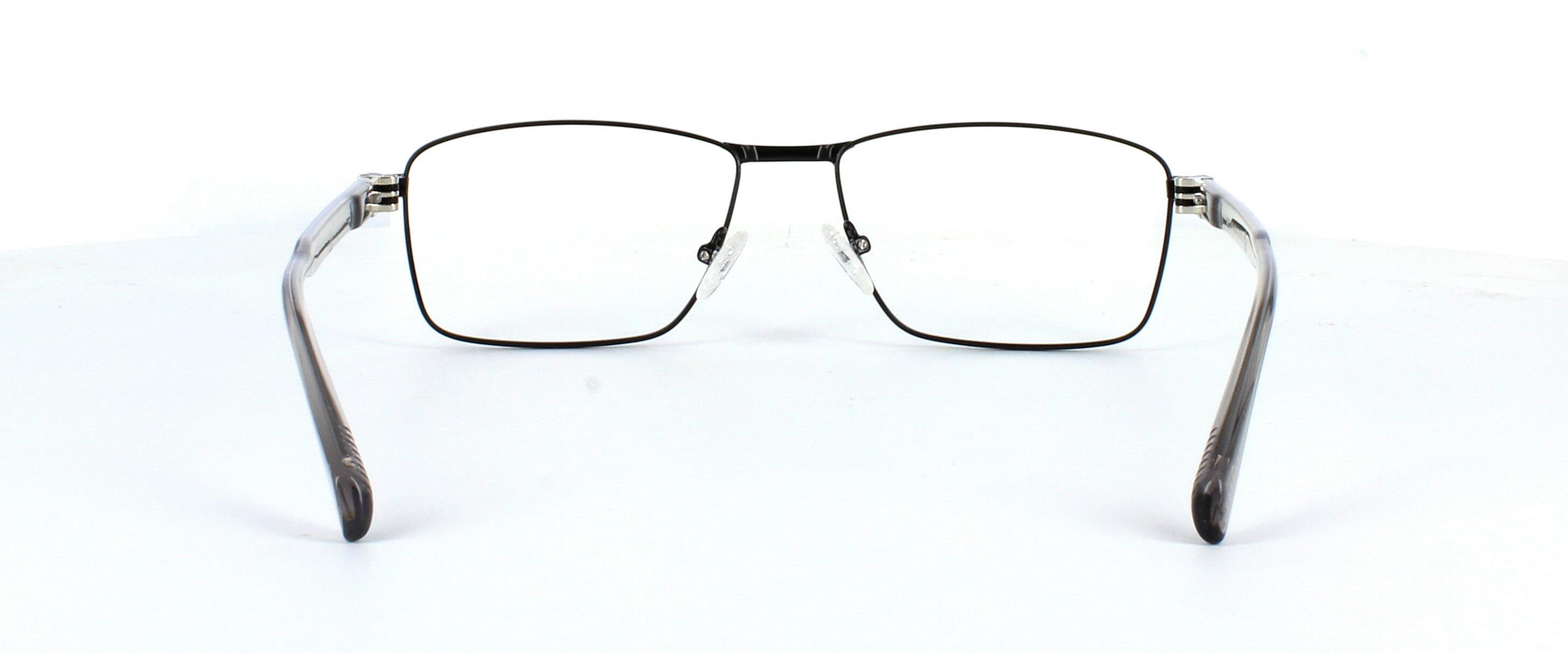 Edward Scotts Sam - Men's rectangular shaped matt black metal frame with silver acetate arms - image view 3