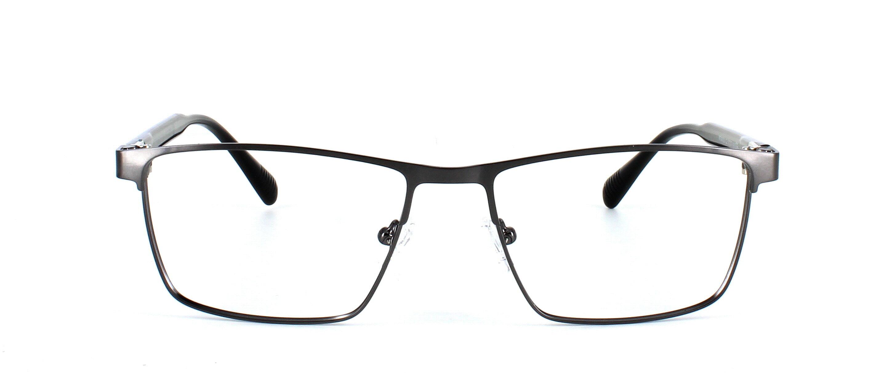 Edward Scotts Kyler - Gunmetal unisex rectangular shaped glasses in gunmetal with smooth black acetate arms - image view 5