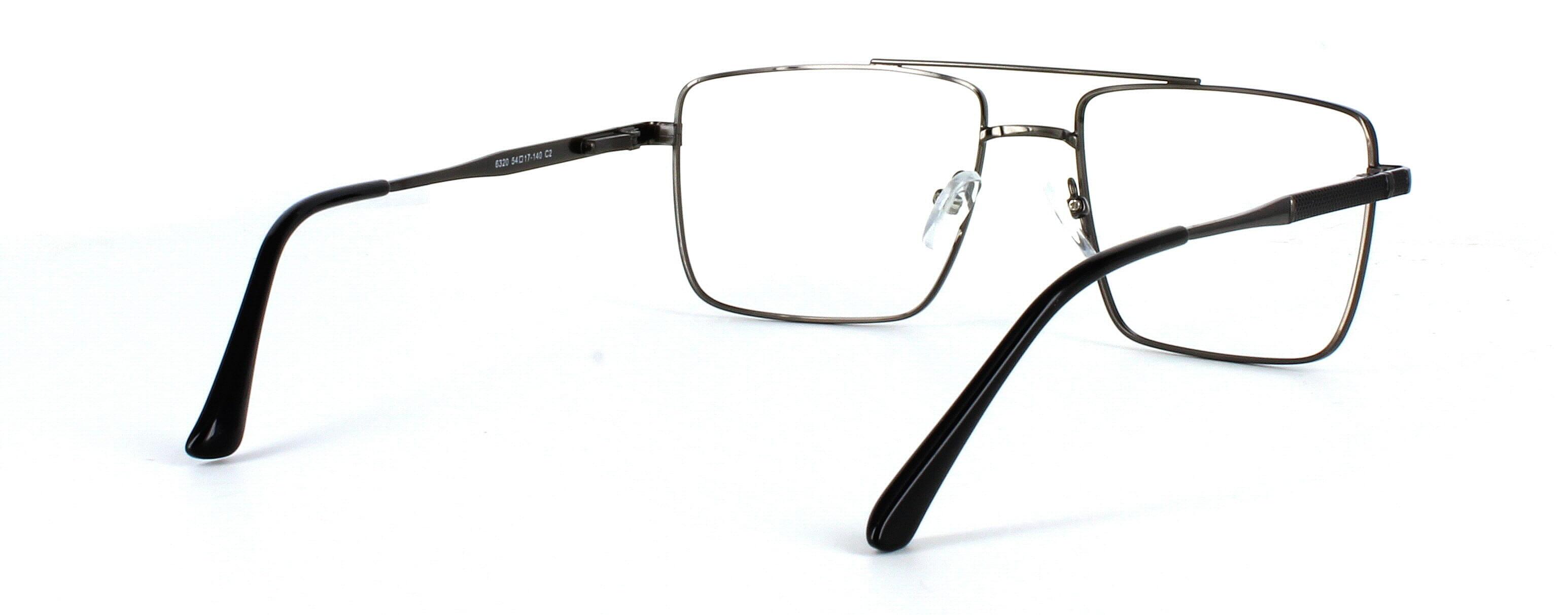 Bourbon - Medium sized men's aviator style full-rim metal frame with sprung hinged temples here in shiny gunmetal - image view 4