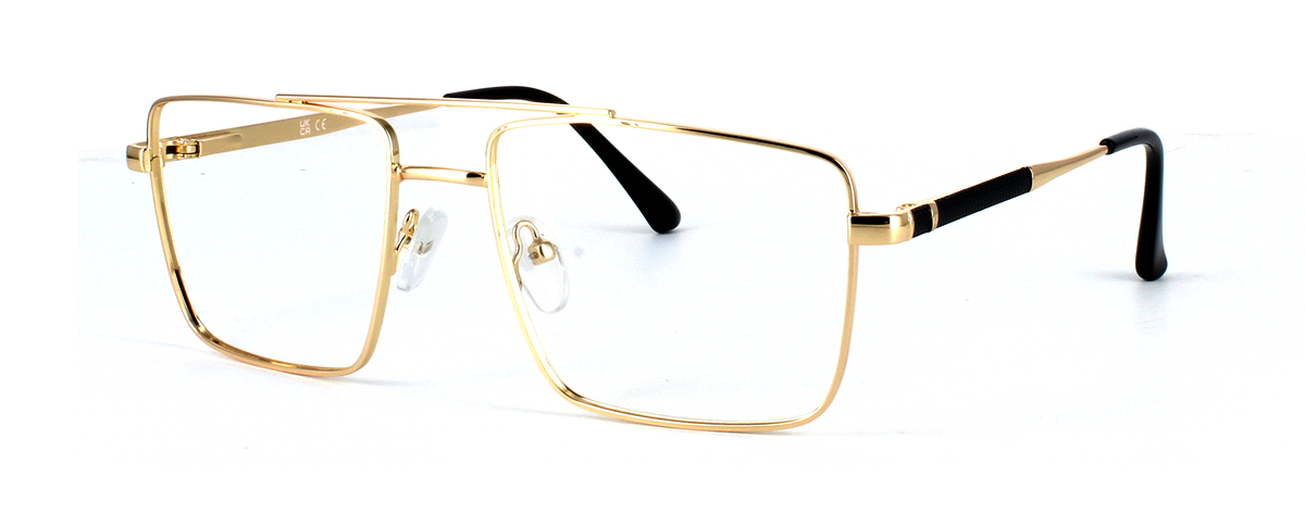 Bourbon - Gold coloured aviator full-rim metal frame with sprung hinged temples for men - image view 1