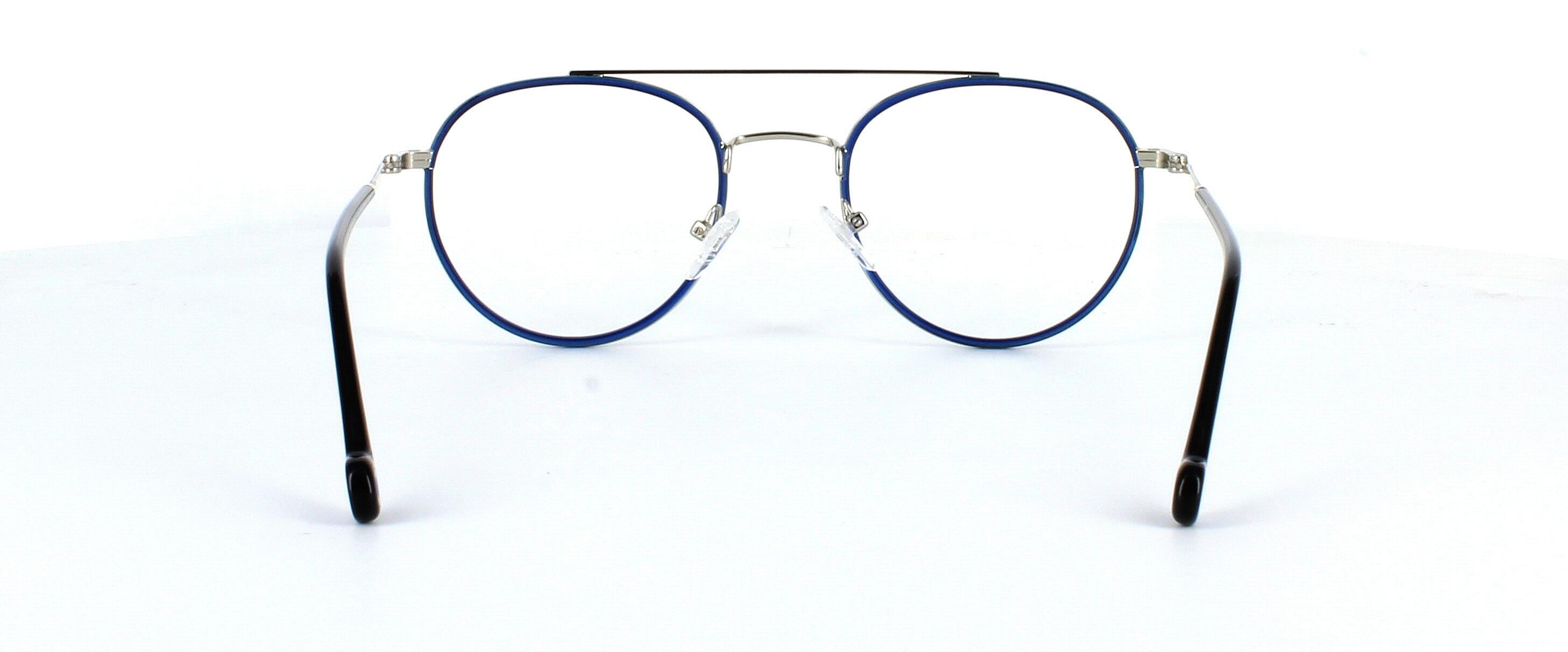 Bacanora - Round style ladies 2-tone blue and silver metal and acetate aviator style glasses frame - image view 3
