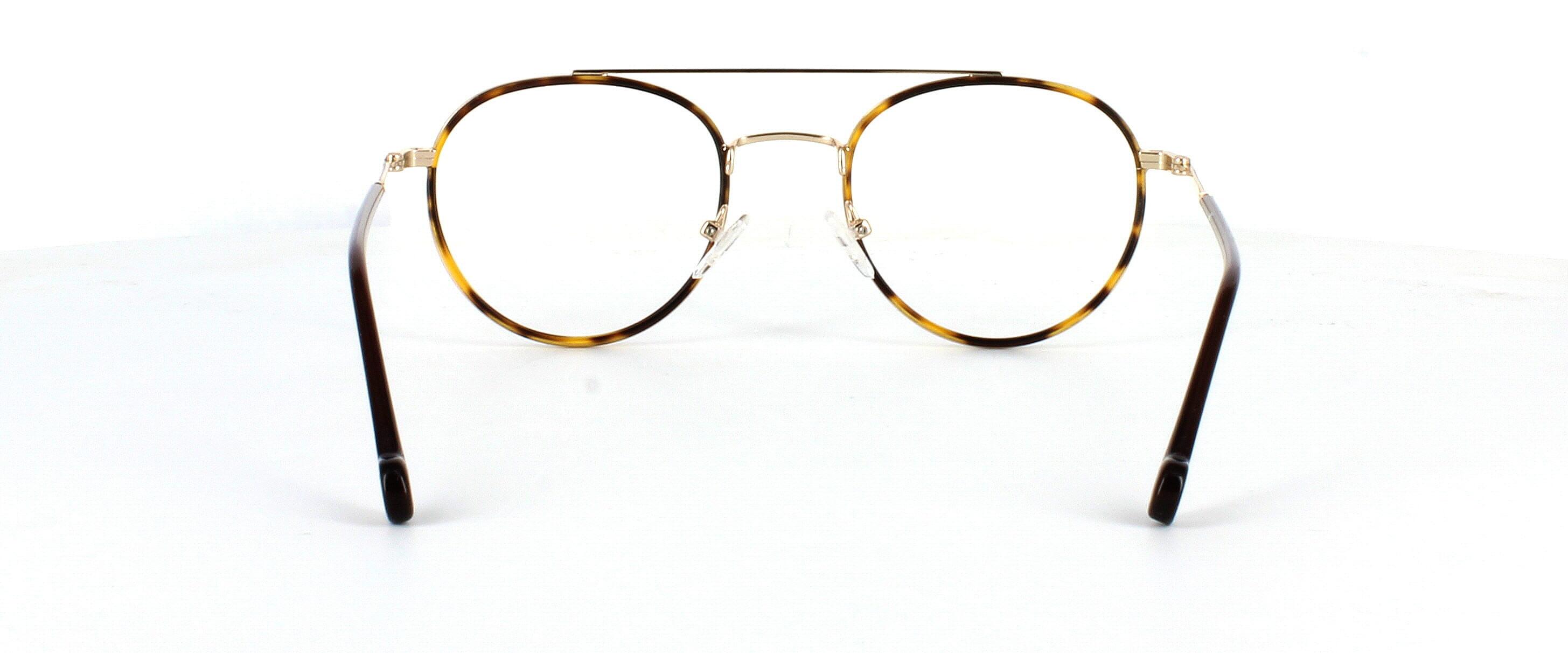 Bacanora - Tortoise acetate lens surround with gold holding frame and nose bridge and gold barrel hinged metal arms - image view 4