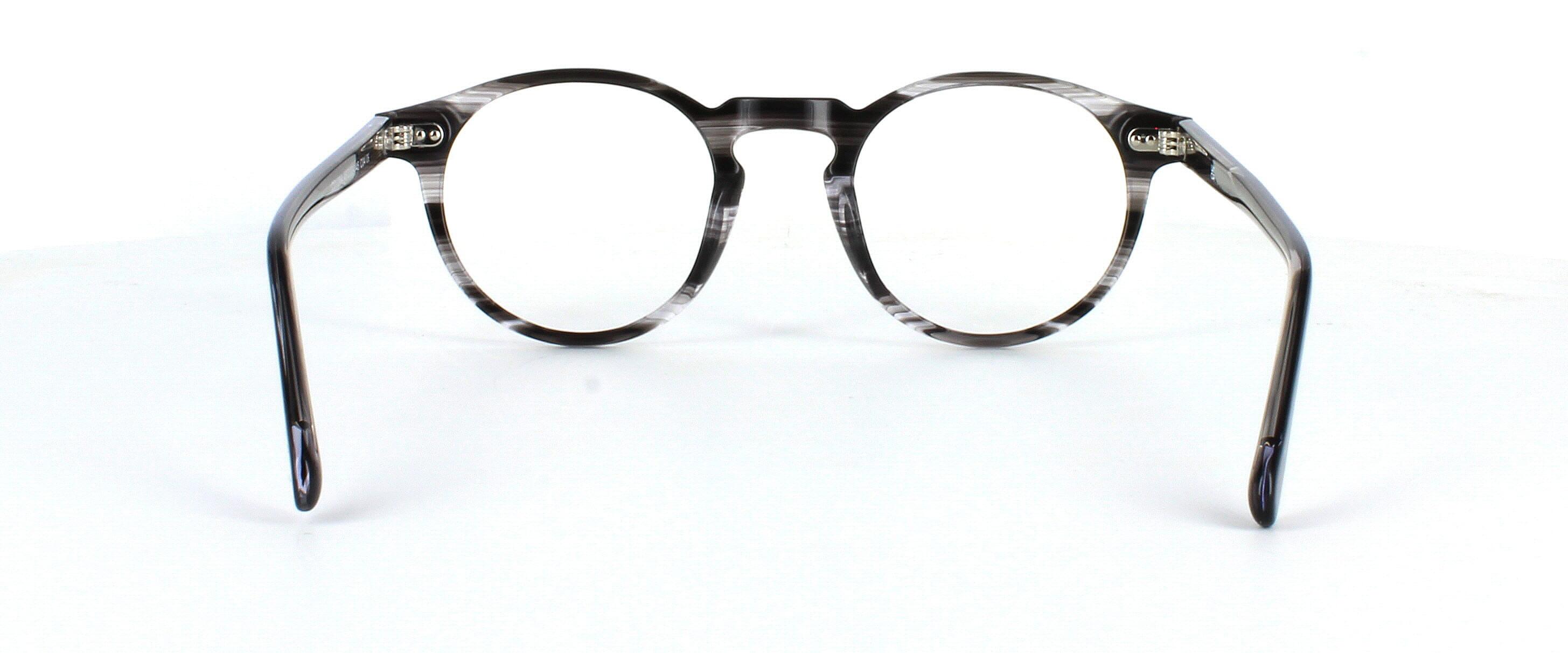 Vermouth - Women's  round shaped acetate frame here in striped greys with quality barrel hinges - image view 3