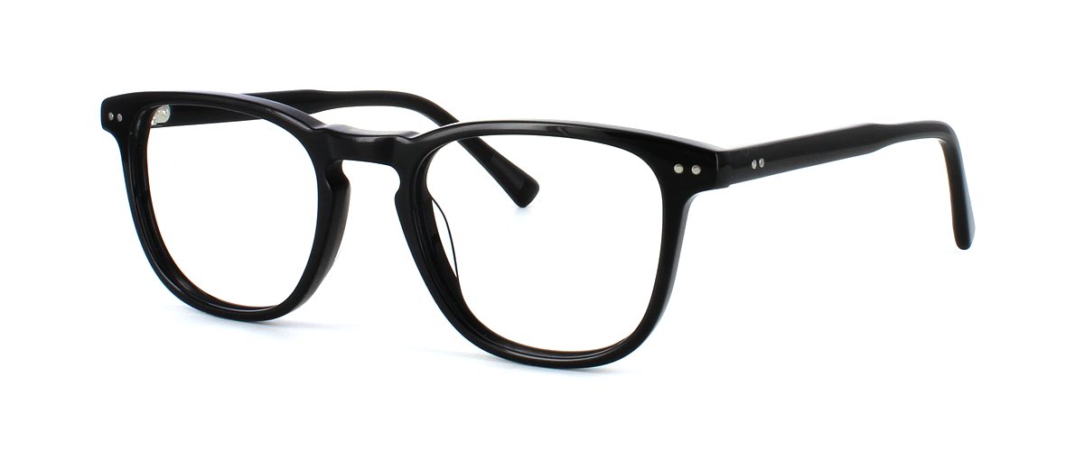Vinsanto - Round shaped shiny black womens acetate glasses with designer frame style barrel hinges - image view 1