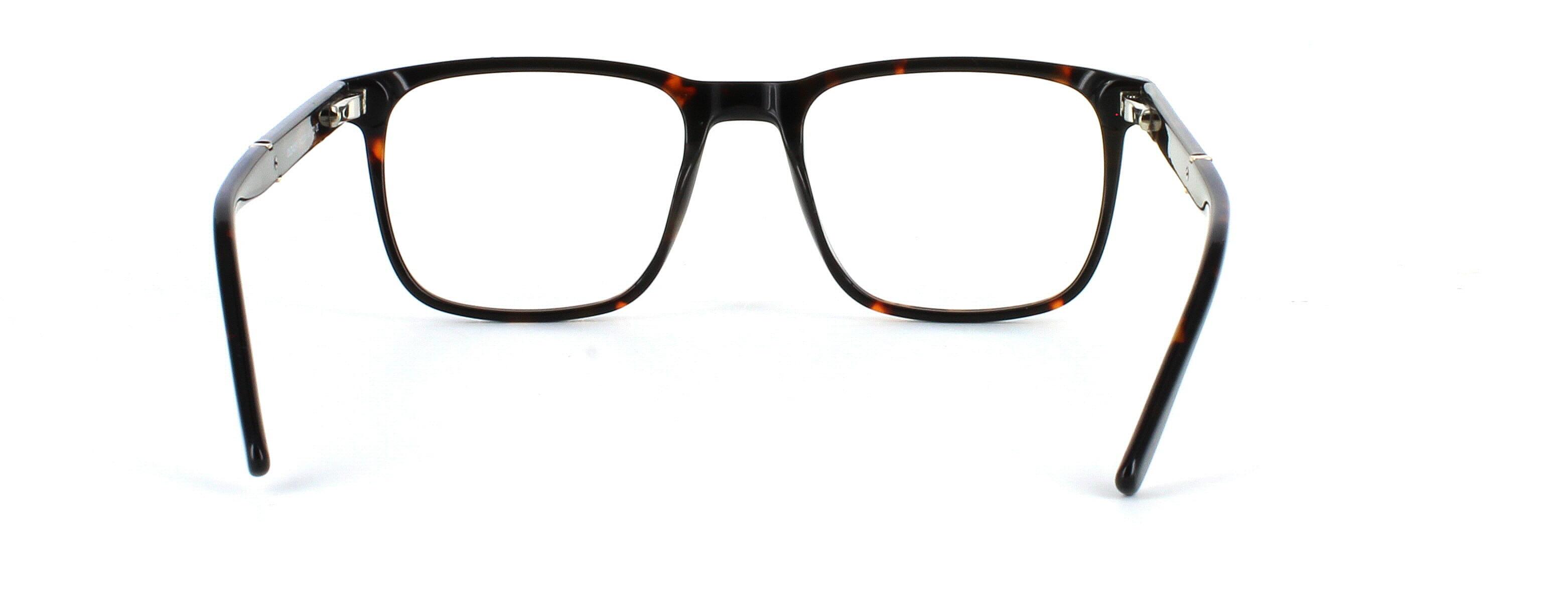 Vermeer - Sleek unisex rectangular shaped acetate glasses in shiny tortoise with sprung hinged temples - image view 3