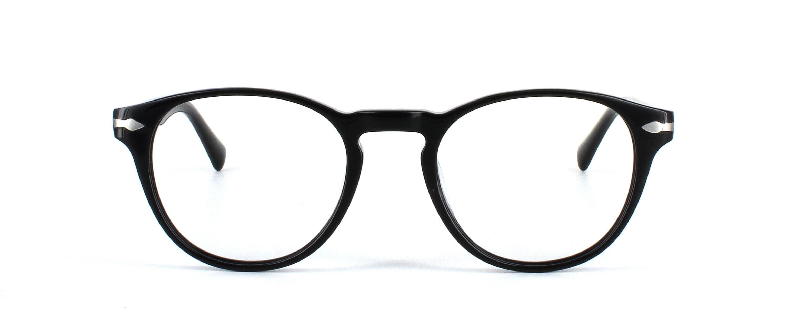 Edward Scotts Kusama - Shiny black round shaped women's acetate glasses frame with barrel hinges - image view 5