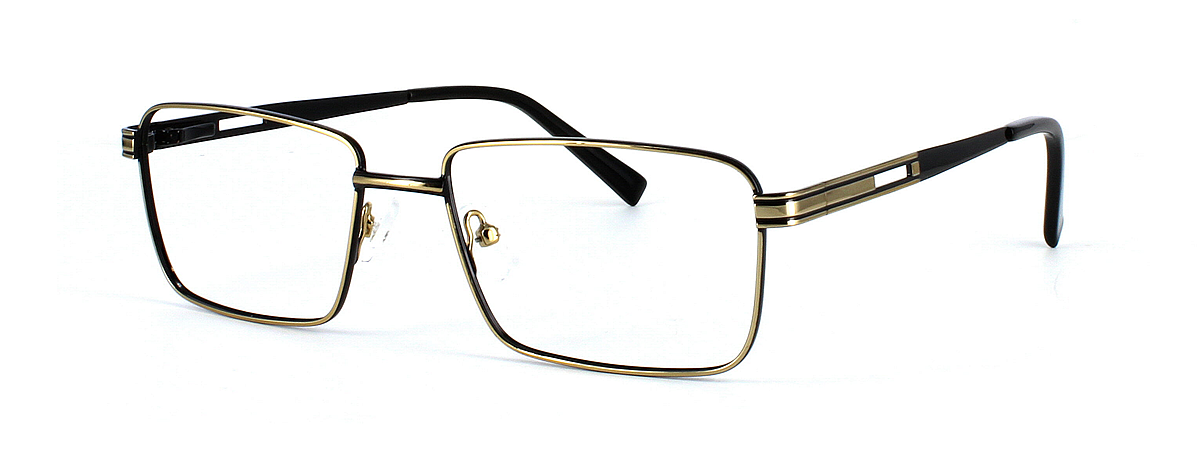 Driver - Gent's rectangular 2-tone metal glasses here in black & gold with matching sprung hinged arms - image view 1