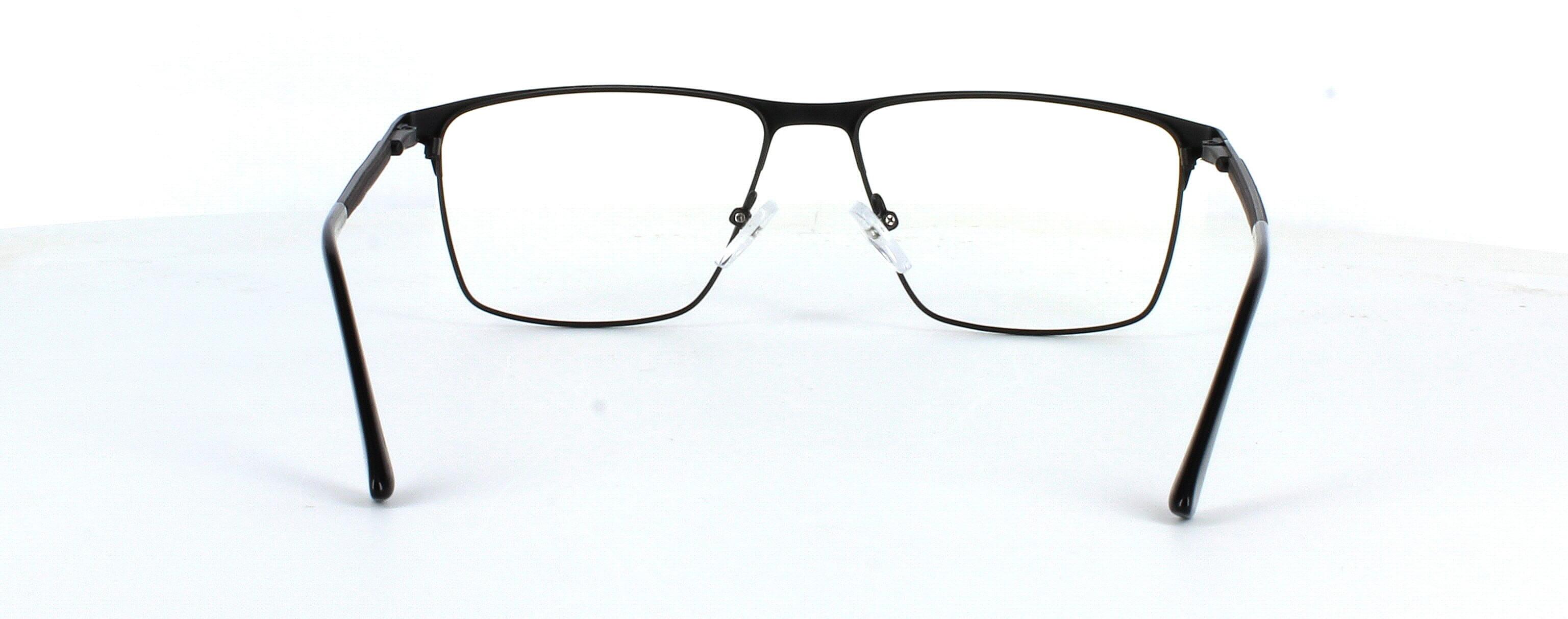 Carnoustie - Men's rectangular shaped full-rim metal glasses wirh sprung hinged temples and matching arms here presented in matt black - image view 3