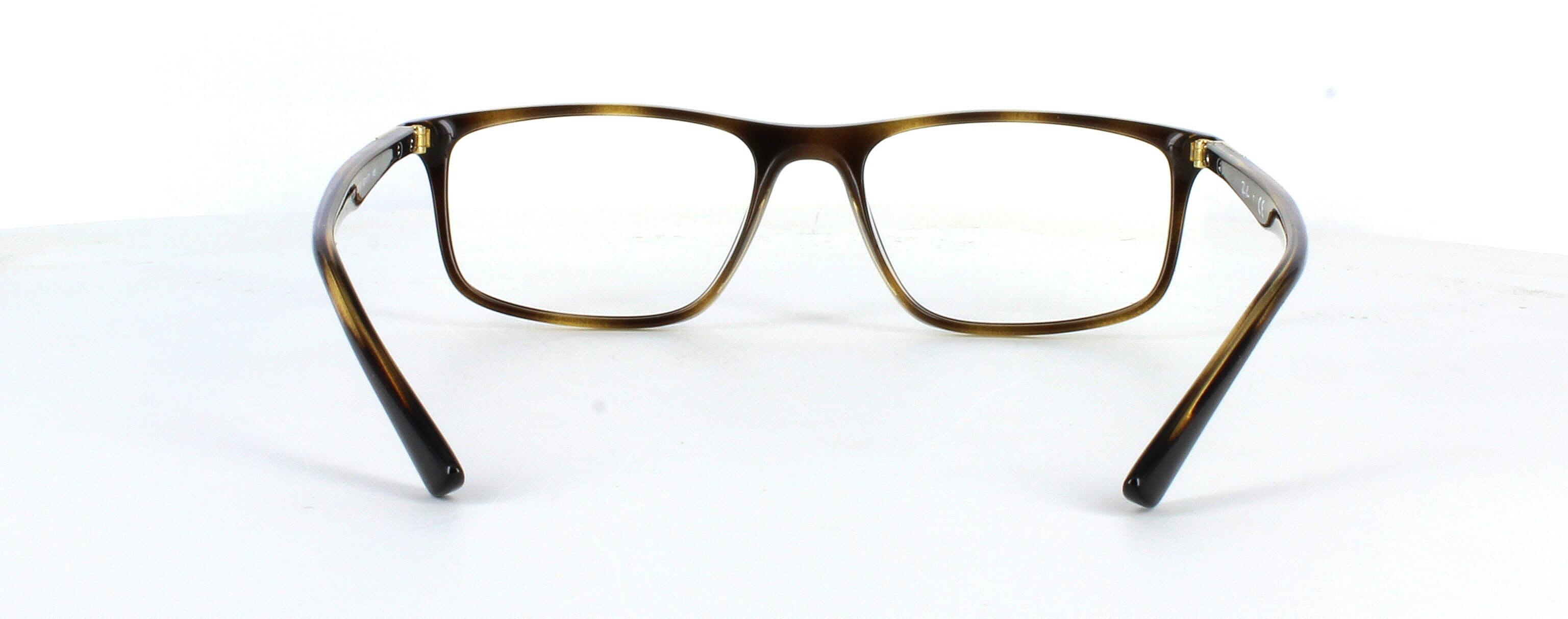 Ray Ban 71281 - Unisex acetate rectangular shaped glasses frame in tortoise with gold metal temple and barrel hinges - image view 3