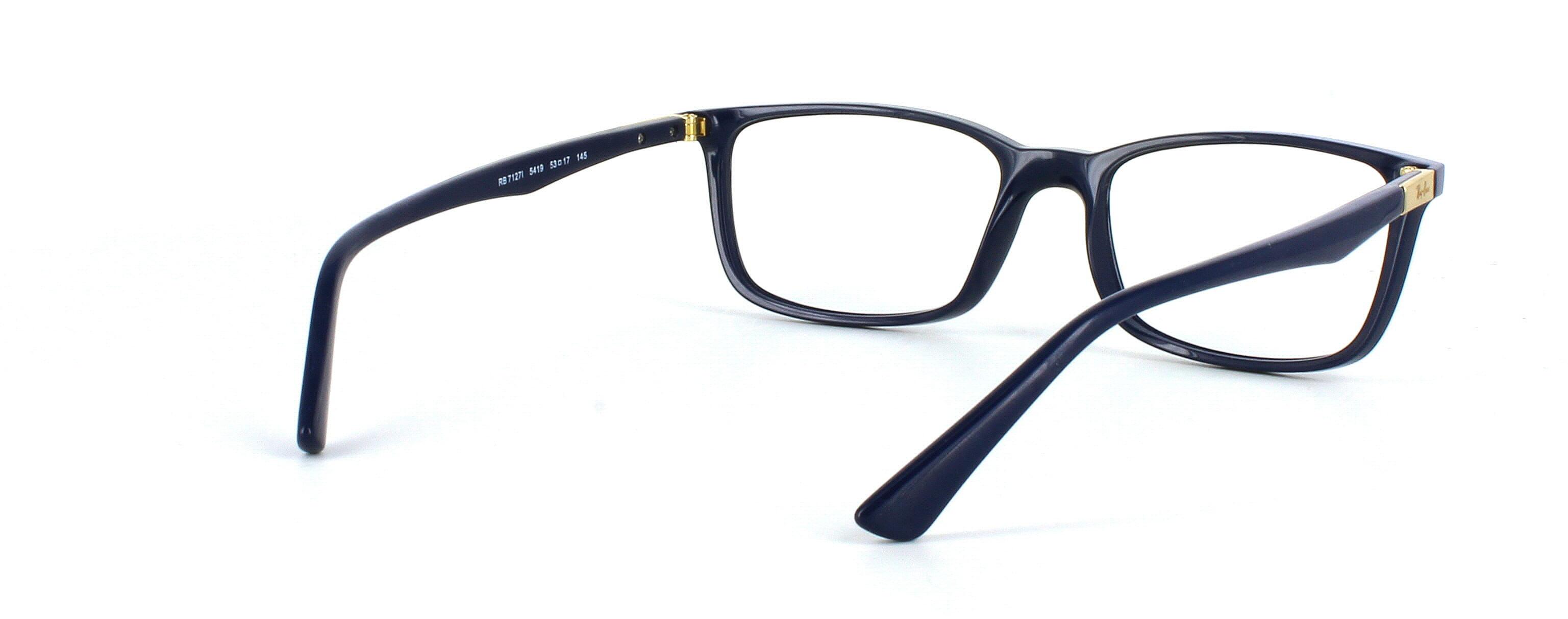Ray Ban 71271 - Dark shiny blue unisex acetate glasses frame with gold metal barrel hinged lenses - image view 4