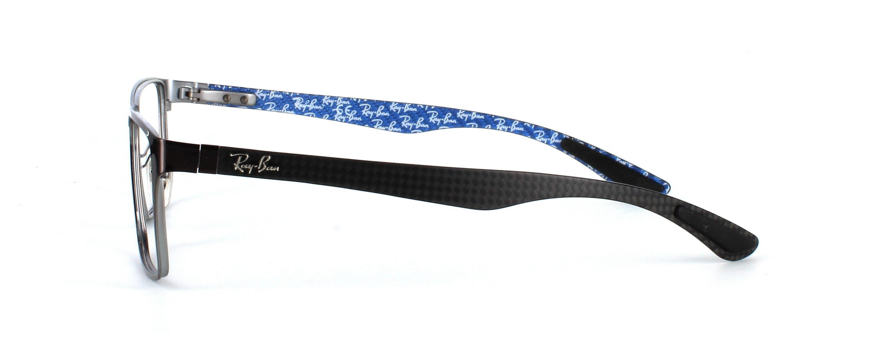 Ray Ban 8415 - Brown metal face with matt silver reverse and brown arms with blue reverse for this very stylish rectangular unisex metal frame - image view 3